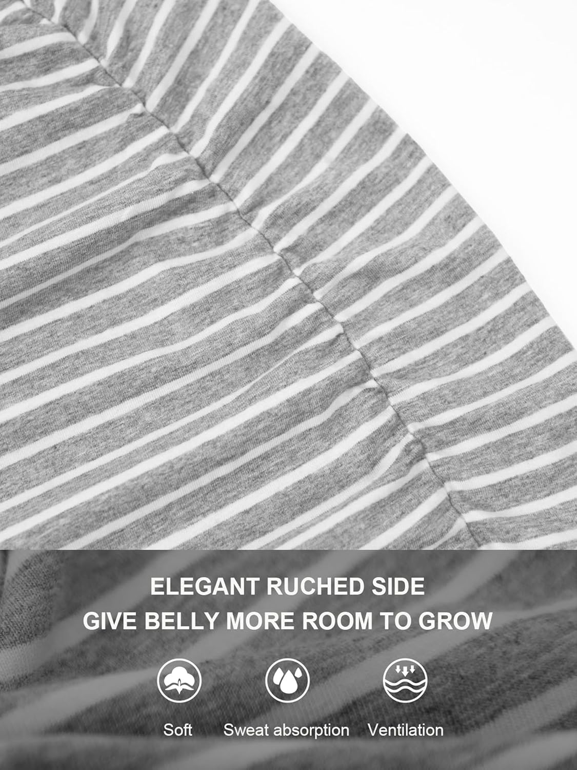 Liu & Qu Women's Maternity Bodycon Ruched Side Dress Casual Short & 3/4 Sleeve Dress for Daily Wearing Or Baby Shower - Image 5