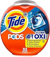 Vista 1 de Tide 4-n-1 Ultra Oxi PODS - Paquete de detergente para ropa, 32 unidades, compatible con HE, pretratador integrado para manchas