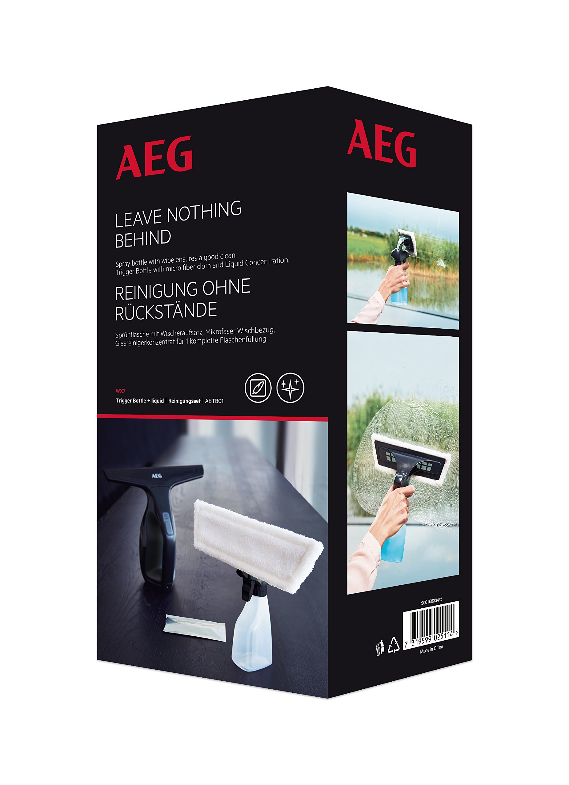 AEG ABTB 01 Lot de 3 flacons pulvérisateurs pour nettoyeur de vitres WX7