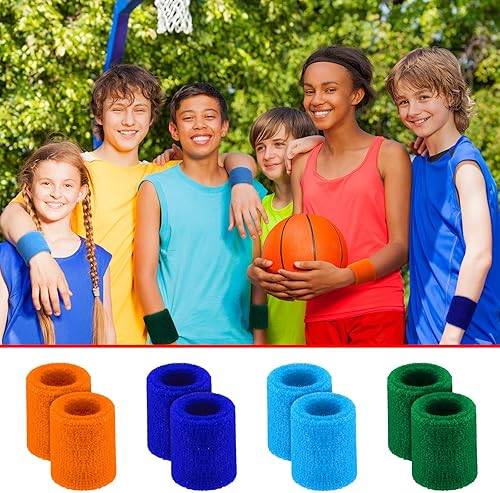 Miniatura 5 de 12 pares de pulseras para niños, coloridas bandas deportivas para el sudor, atléticas, baloncesto, fútbol, fiestas, regalos para niños, actividades