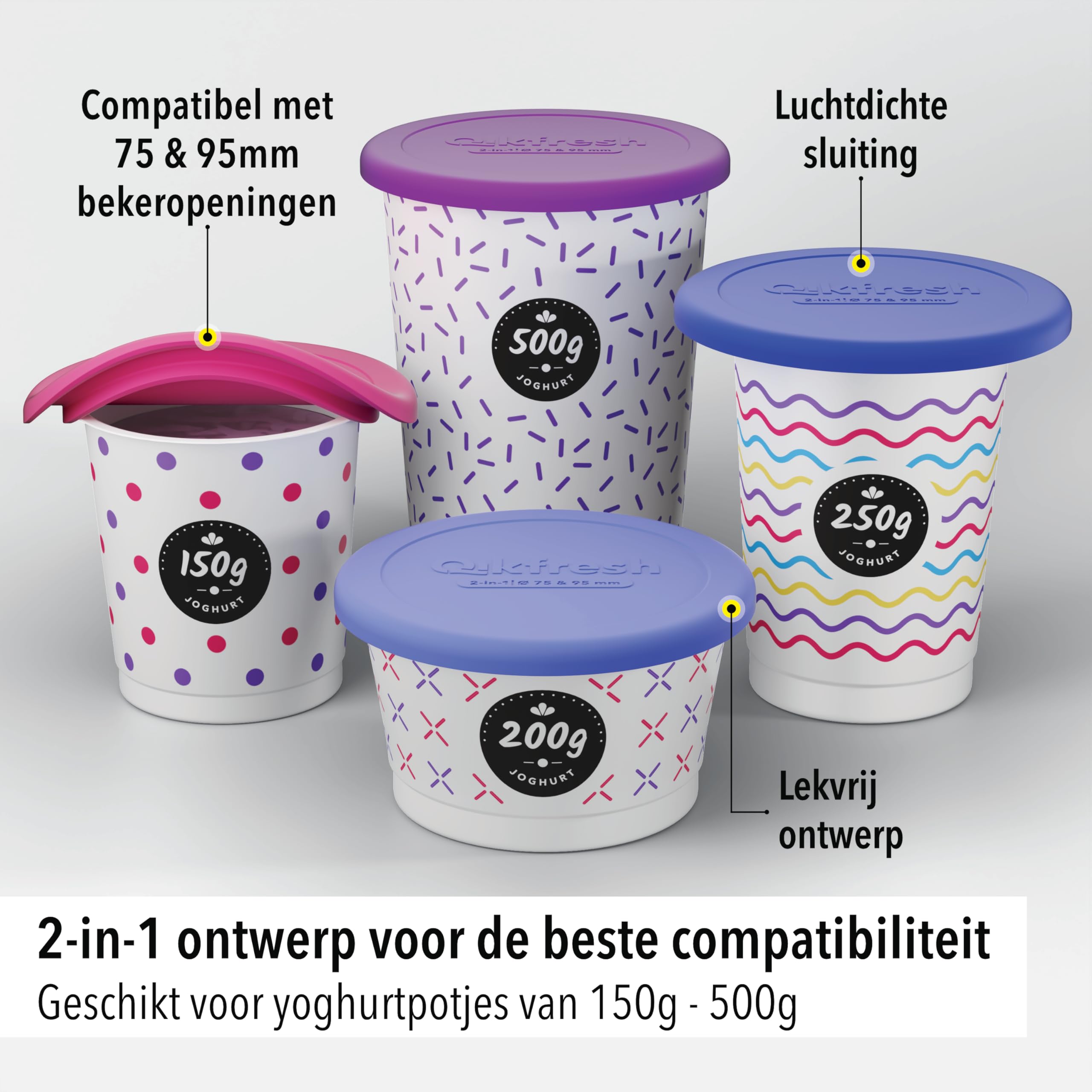 2 Couvercles En Silicone Réutilisables Pour Pots De Yaourt 140g-500g - Anti-Fuite Jaune Et Orange