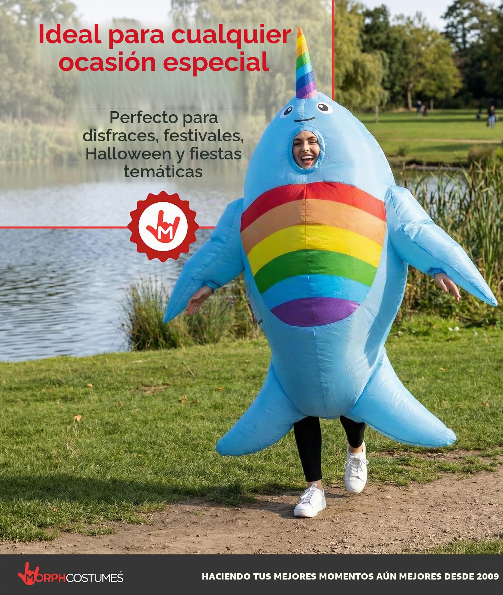 Morph Disfraz Hinchable Narval Ballena Adulto, Disfraz Pez Mar, Disfraces Carnaval & Halloween, Talla única