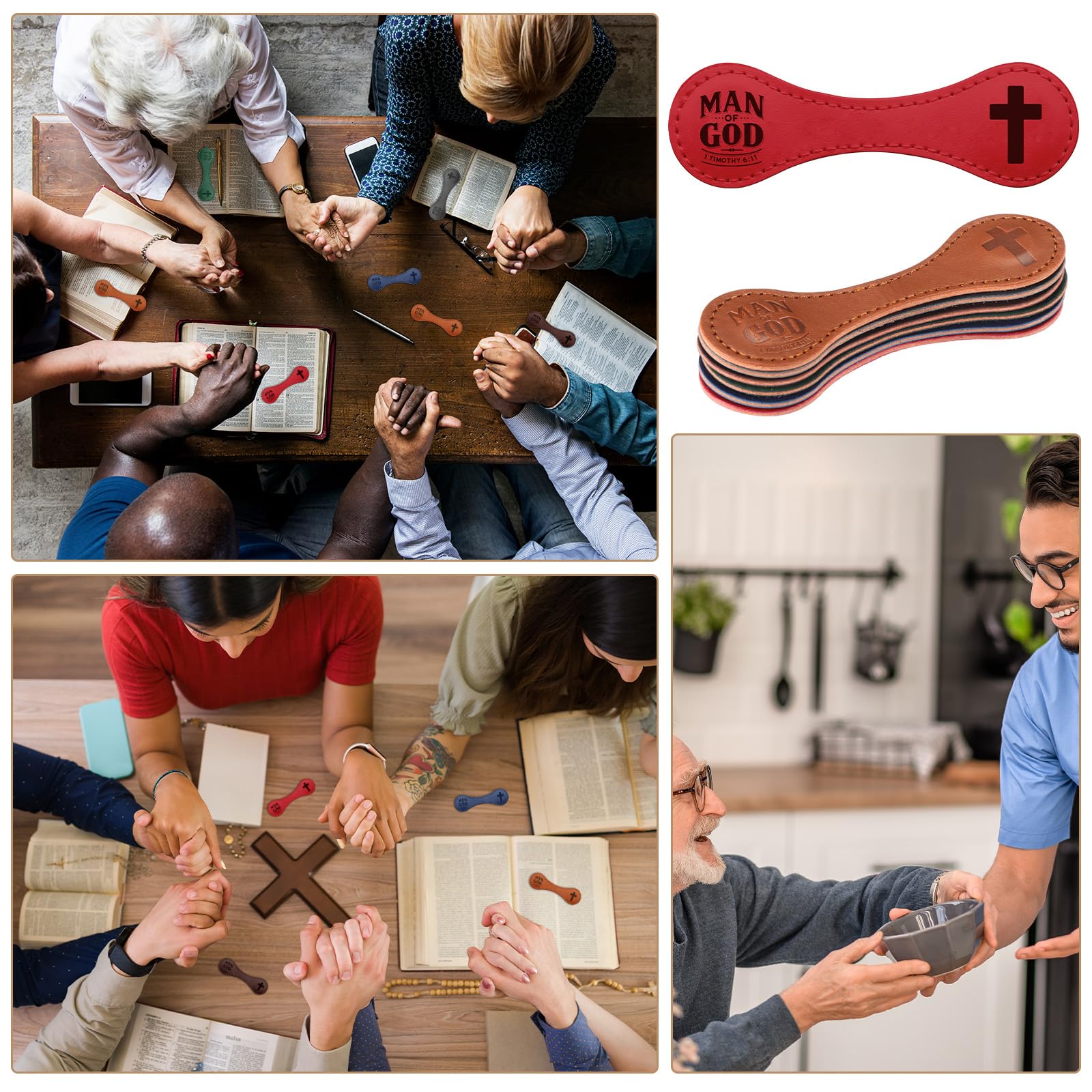 Skyygemm 24 Stück christliche Lesezeichen Mann Gottes magnetisches Leder-Lesezeichen Bulk, magnetische Lesezeichen-Clips, religiöse Lesezeichen, Seitenmarkierungen, Schriften, Lesezeichen für Männer