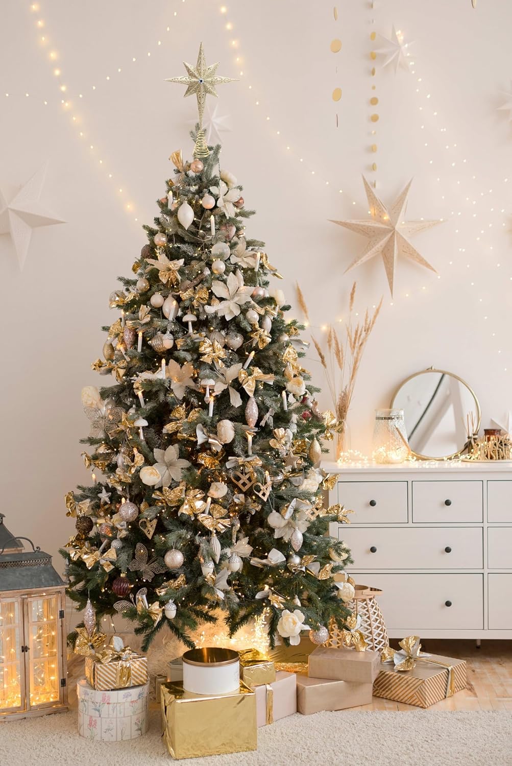 Christmas Traditions 11 inch Champagne Gold Glittered Large Christmas Bethlehem Star Tree Topper Star for Large Tree 6 feet-8 feet Tall/Home Decor Ornaments (Champagne Gold) - Image 3