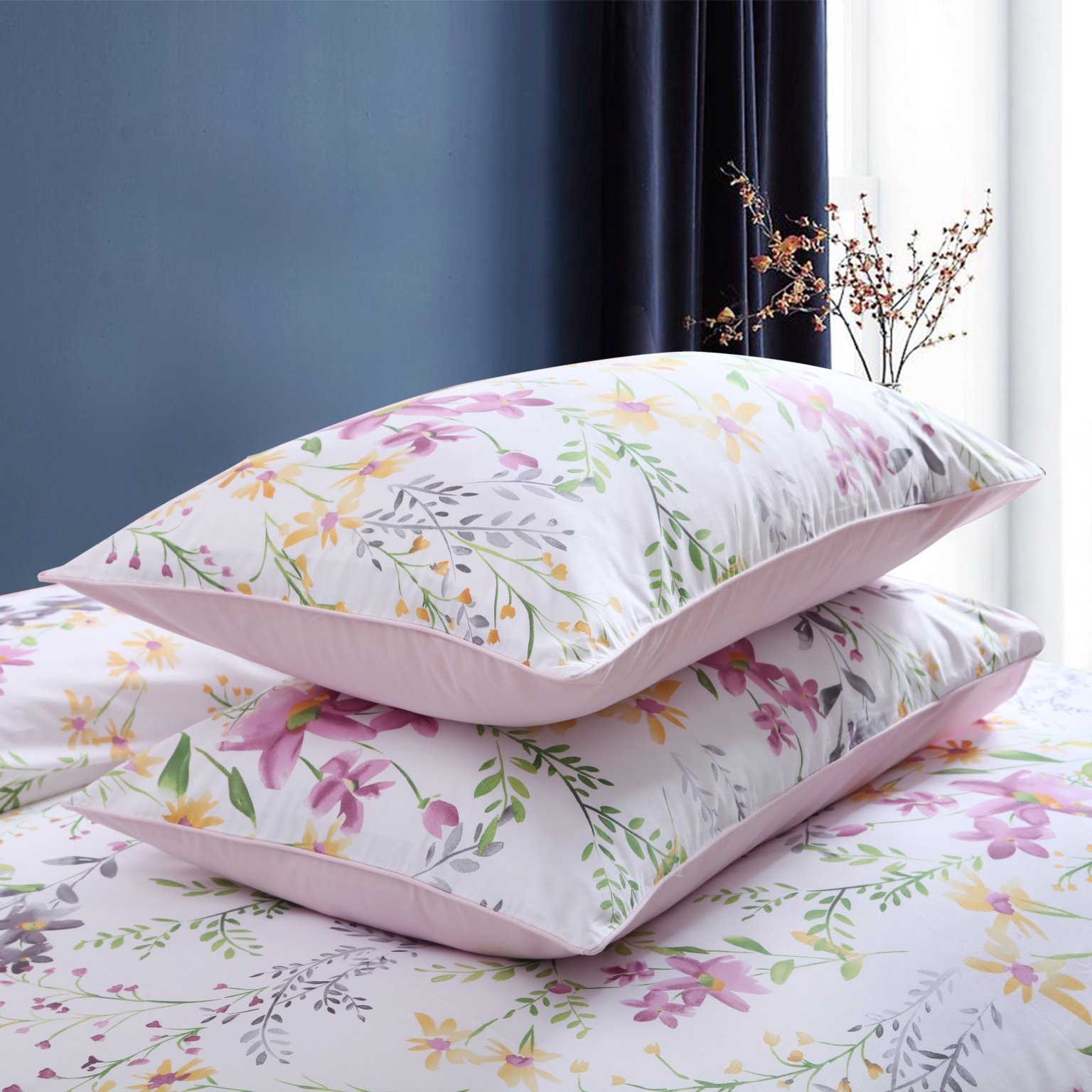 Brandream Luxus-Bettwäsche-Set, Blumenmuster, Queen-Size-Bettwäsche, weich