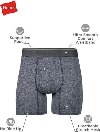 Hanes Men's Comfort Flex Fit Breathable Stretch Mesh Boxer Brief 3 Pack Boxer Briefs