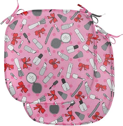 Miniatura 21 de Lunarable Swirly - Cojín de asiento para silla, diseño de líneas retro rizadas, funky en espiral, vida marina náutica, antideslizante, para cocina y