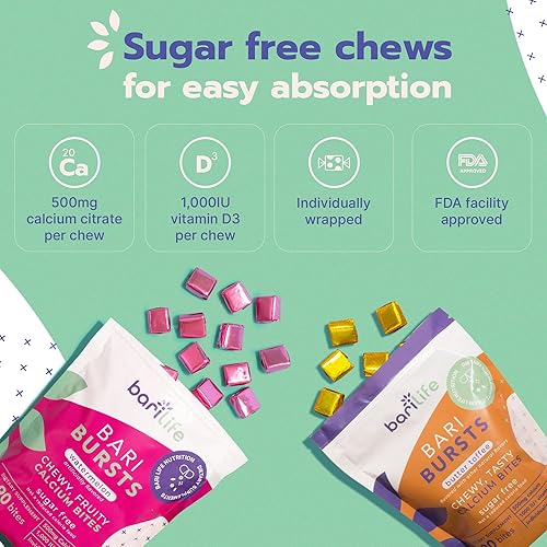 Miniatura 4 de Bari Life BariBurst - Masticables suaves de citrato de calcio para derivación gástrica, manga gástrica e interruptor duodenal (sandía)
