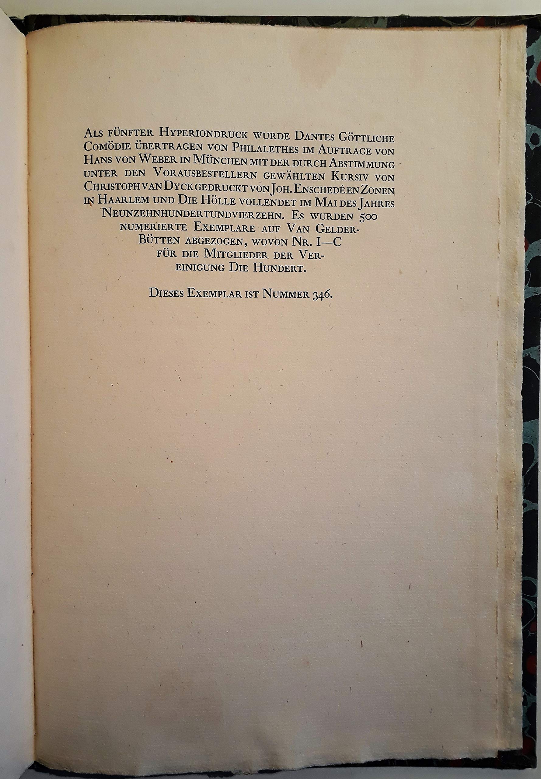 dante alighieris göttliche komödie. übertragen von philalethes. 3 bände. komplett. numeriertes exemplar. fünfter hyperiondruck.