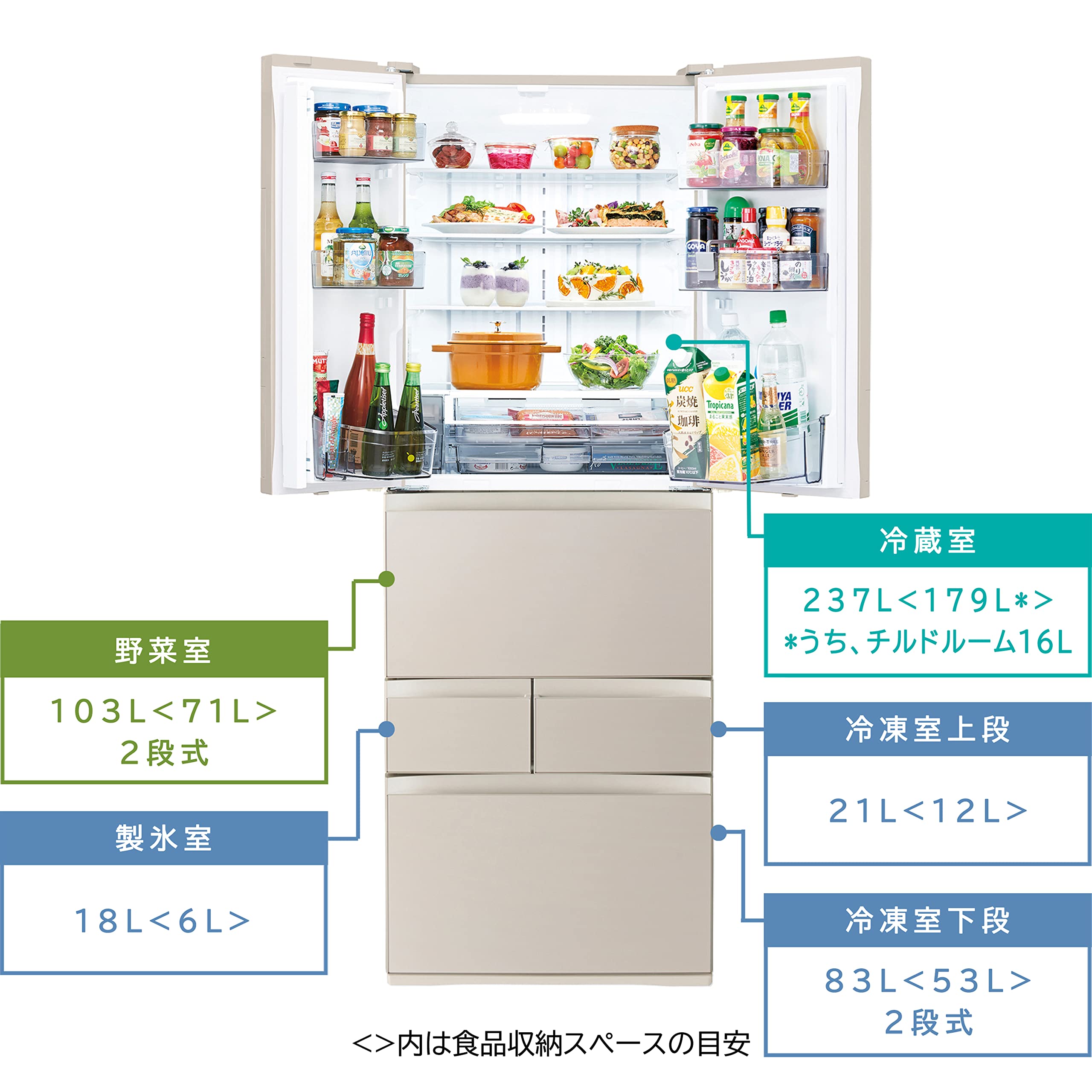 Amazon | 東芝 冷蔵庫 幅65.0㎝ 462L GR-U460FK(EC) 6ドア