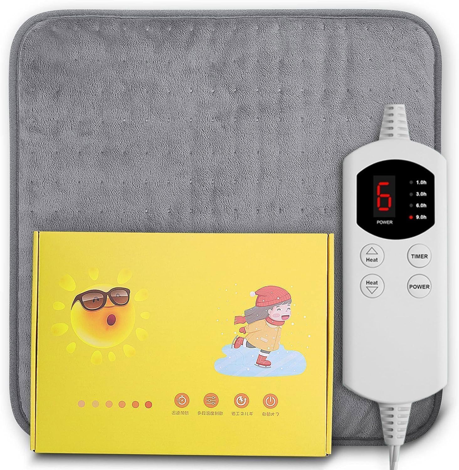 Extra Large Therapeutic Heating Pad 18"x18" for Back, Neck, and Shoulder Pain Relief – 6 Heat Settings, Auto Shut-Off, Washable Soft Flannel for Moist & Dry Heat Therapy Suitable for Office Home