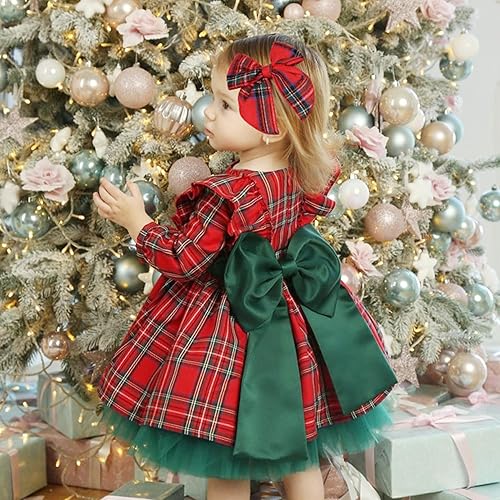 Miniatura 8 de DEEKA 8 lazos grandes de Navidad para el cabello, lazos rojos y verdes para niñas pequeñas, hechos a mano, tela de algodón, accesorios para el