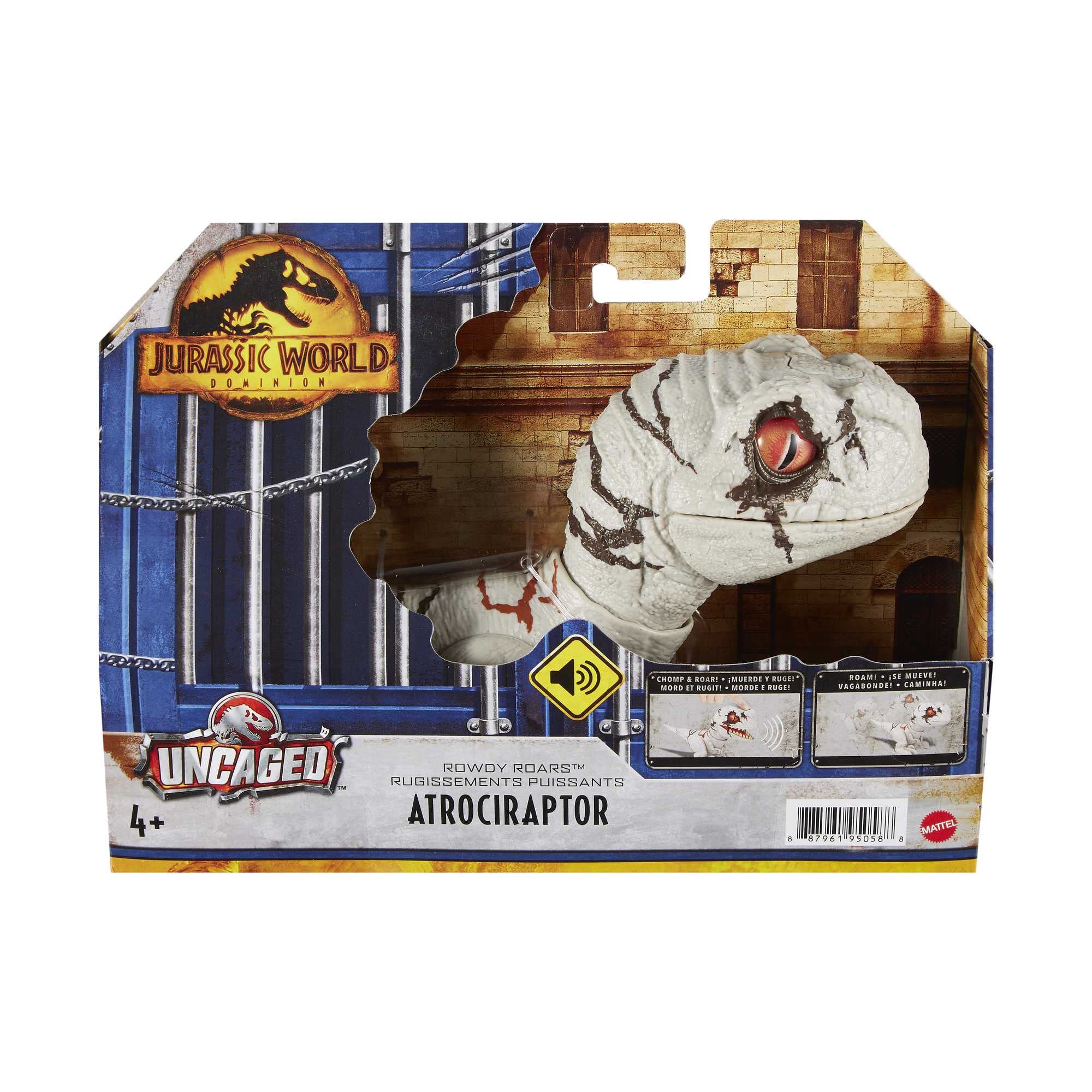 Jurassic World Uncaged Rowdy Roars Dinosaurio fantasma Figura de acción con sonidos, juguete +4 años (Mattel GWY57)