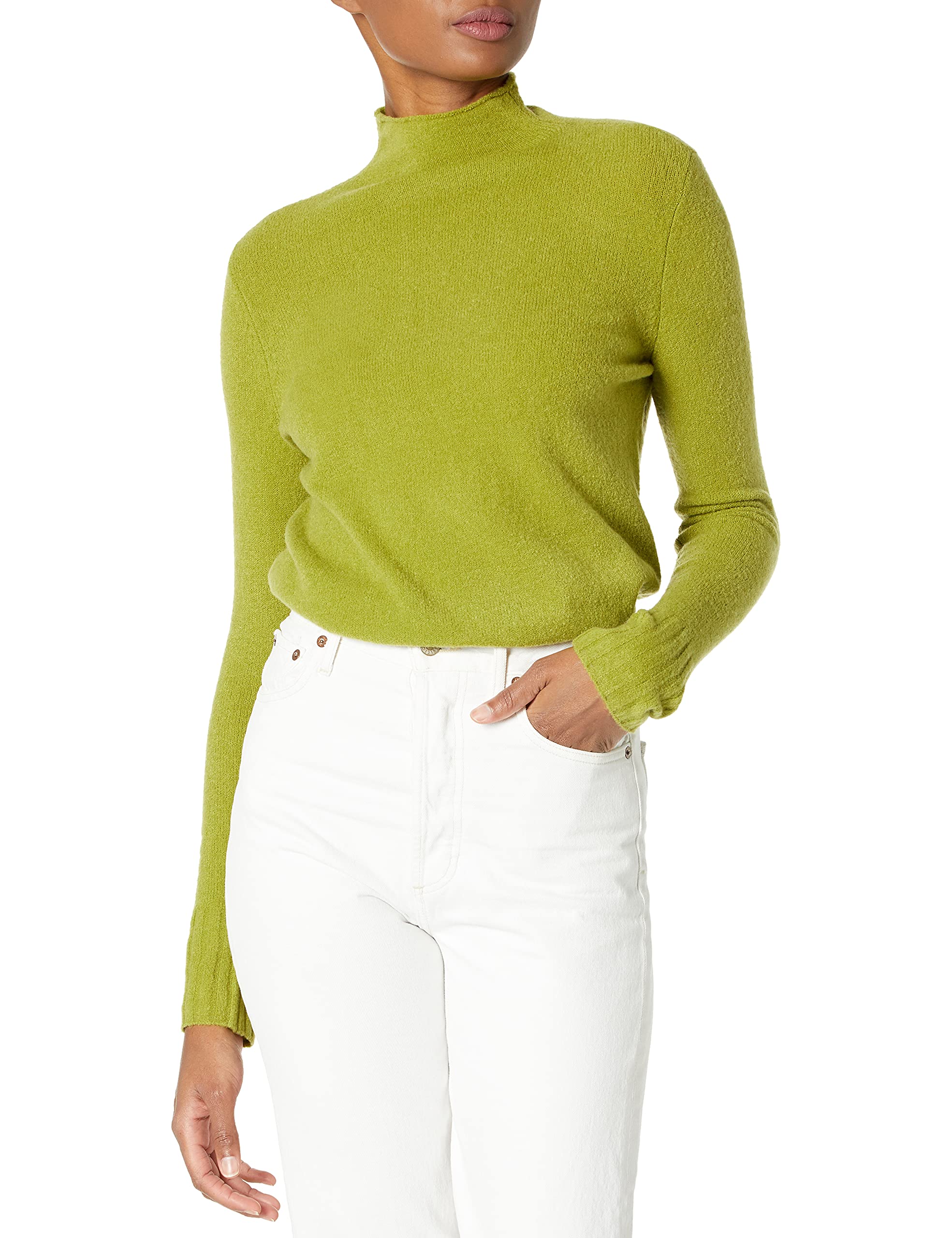 Photo 1 of Goodthreads Women's Mid-Gauge Stretch Funnel Neck Sweater Small Green