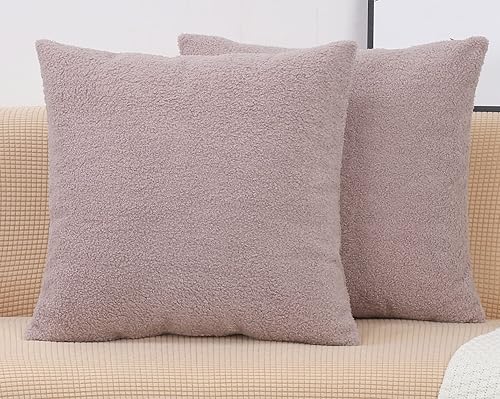TangDepot Paquete de 2 fundas de almohada lujosas y esponjosas de piel de oveja sintética, fundas de almohada cuadradas, fundas de almohada para