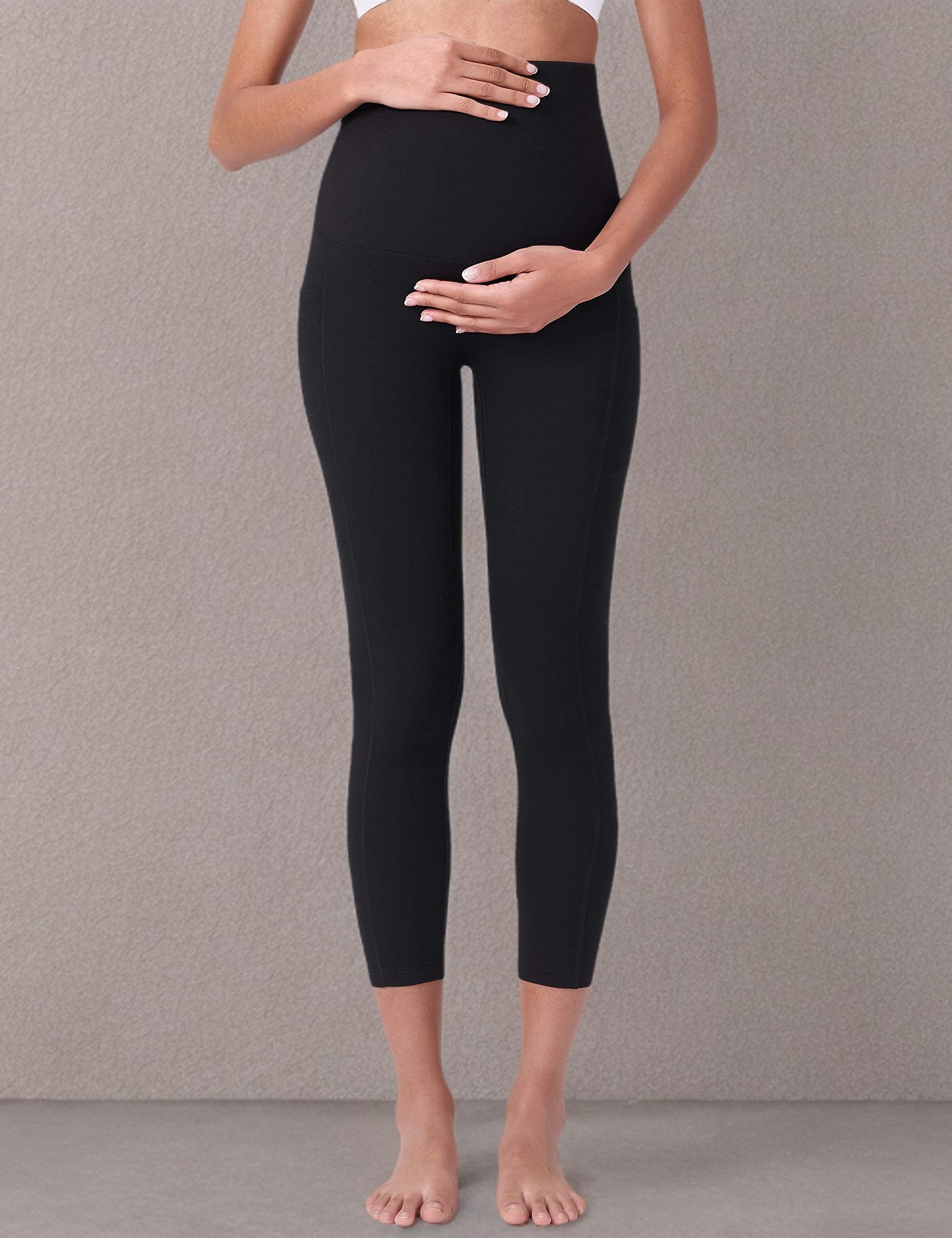 POSHDIVAH Legging Capri de maternité pour femme avec poches