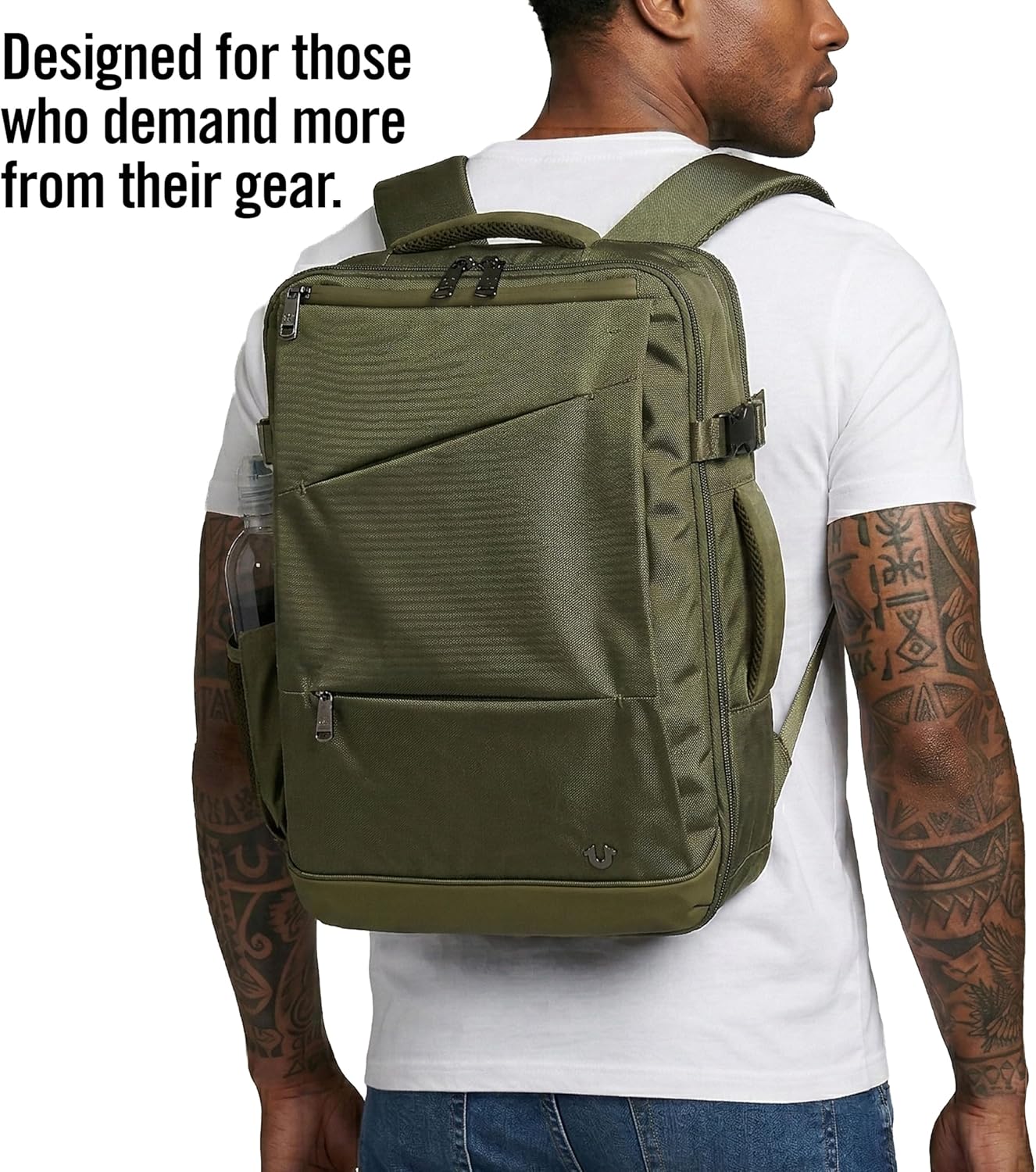 True Religion Travel Backpack for Men and Women - Carry On Flight Approved Luggage Bag, 16" Laptop Compartment, Clothes Storage, Tech Organizer, Traveling Business Weekender Daypack for Personal Items
