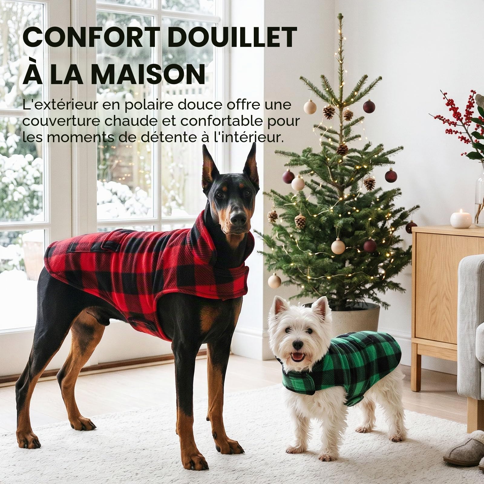 ASENKU Manteau d'hiver pour Chien Imperméable Coupe-Vent Veste Chaude Doublé en Polaire pour Chiot Gilet Vêtement Manteau Chien Hiver pour Petits Moyens Grands Chiens pour Teckel Bouledogue Francais