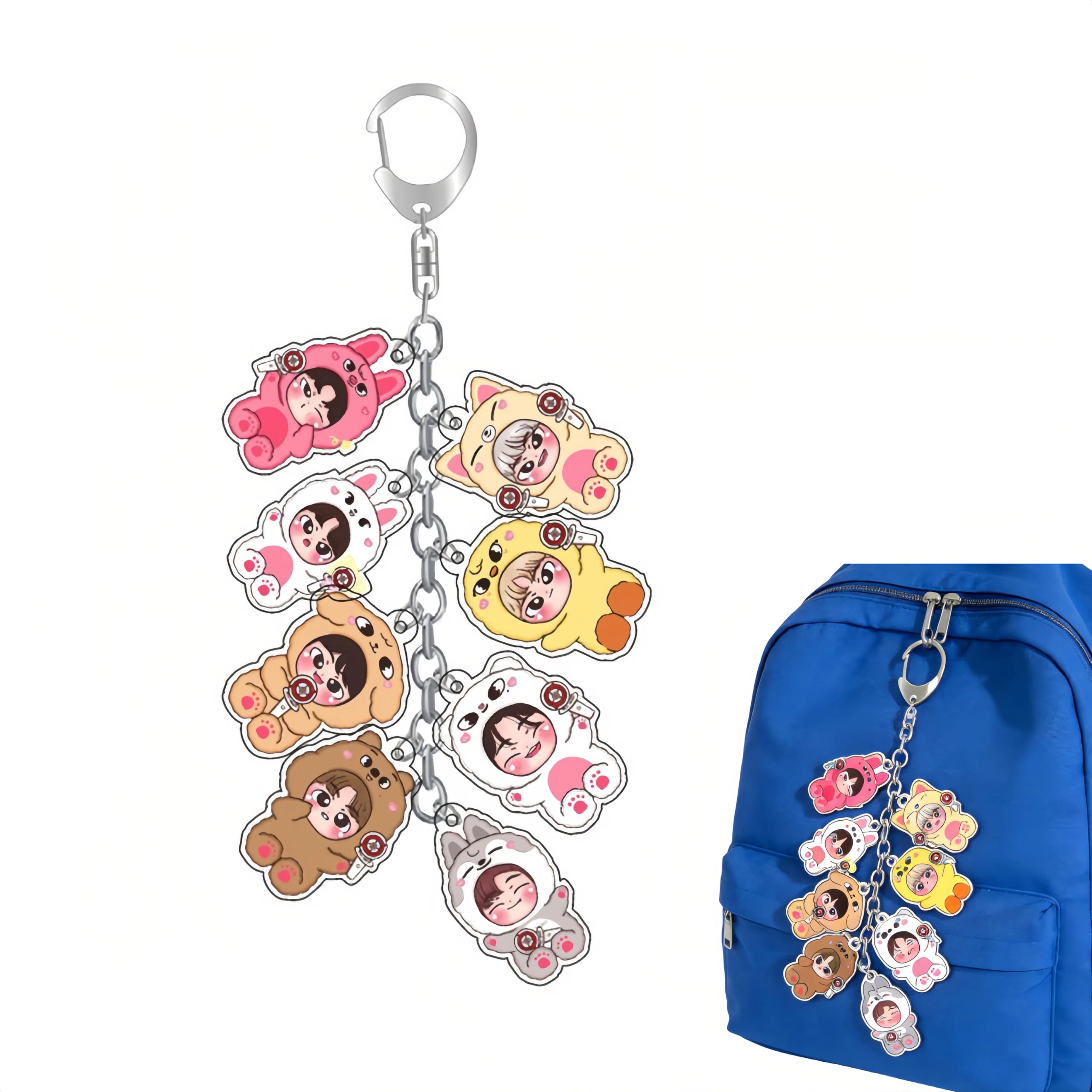 Wgewfhdf Stray Keychain, Multi-coloured Acrylic, Stray Kids Keychain, Stray Cute Keychain Cartoon Animal Keyring