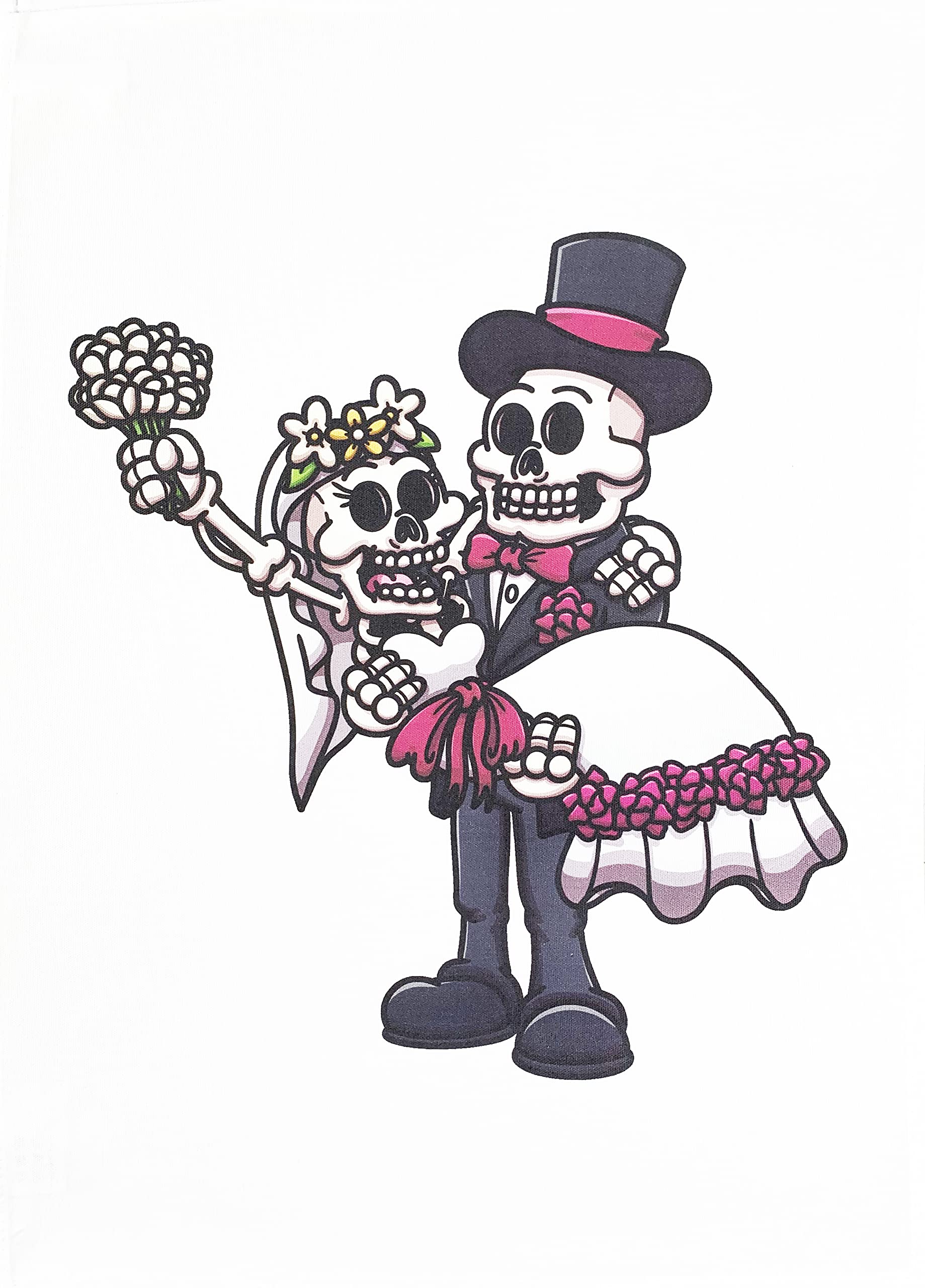 Half A Donkey Multicolour Just Married - Mr And Mrs Goth Large Cotton Tea Towel