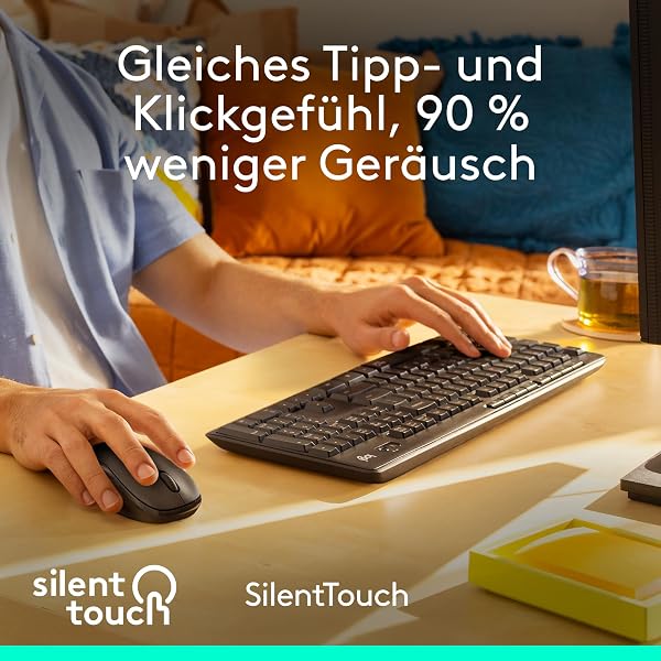 Logitech MK295 kabelloses Tastatur-Maus-Set mit SilentTouch-Technologie, Shortcut-Tasten, optischer Spurführung, Nano USB-Empfänger, verzögerungsfreier Drahtlosverbindung, QWERTZ layout - Schwarz - 2
