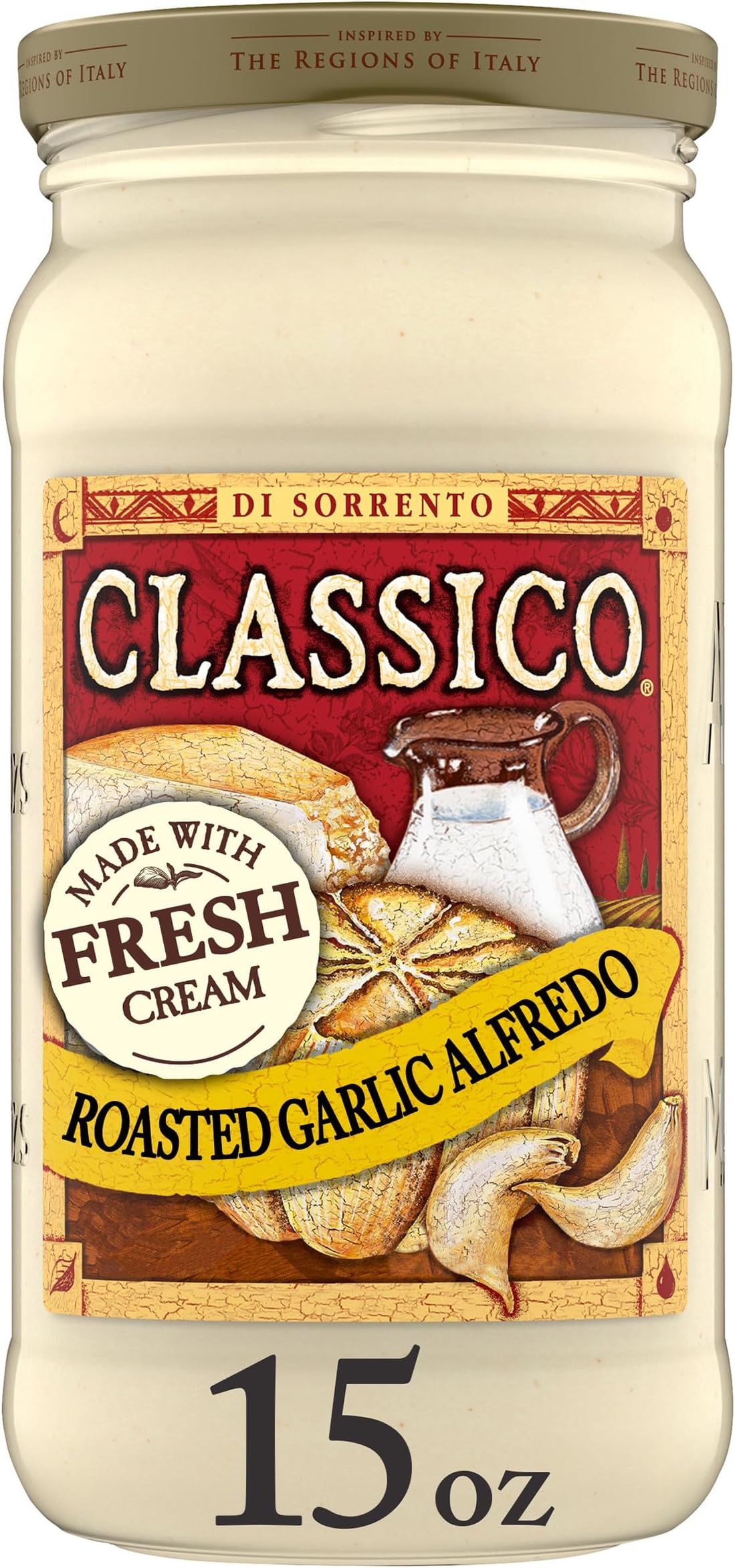 Classico Roasted Garlic Alfredo Pasta Sauce, 15 oz Jar