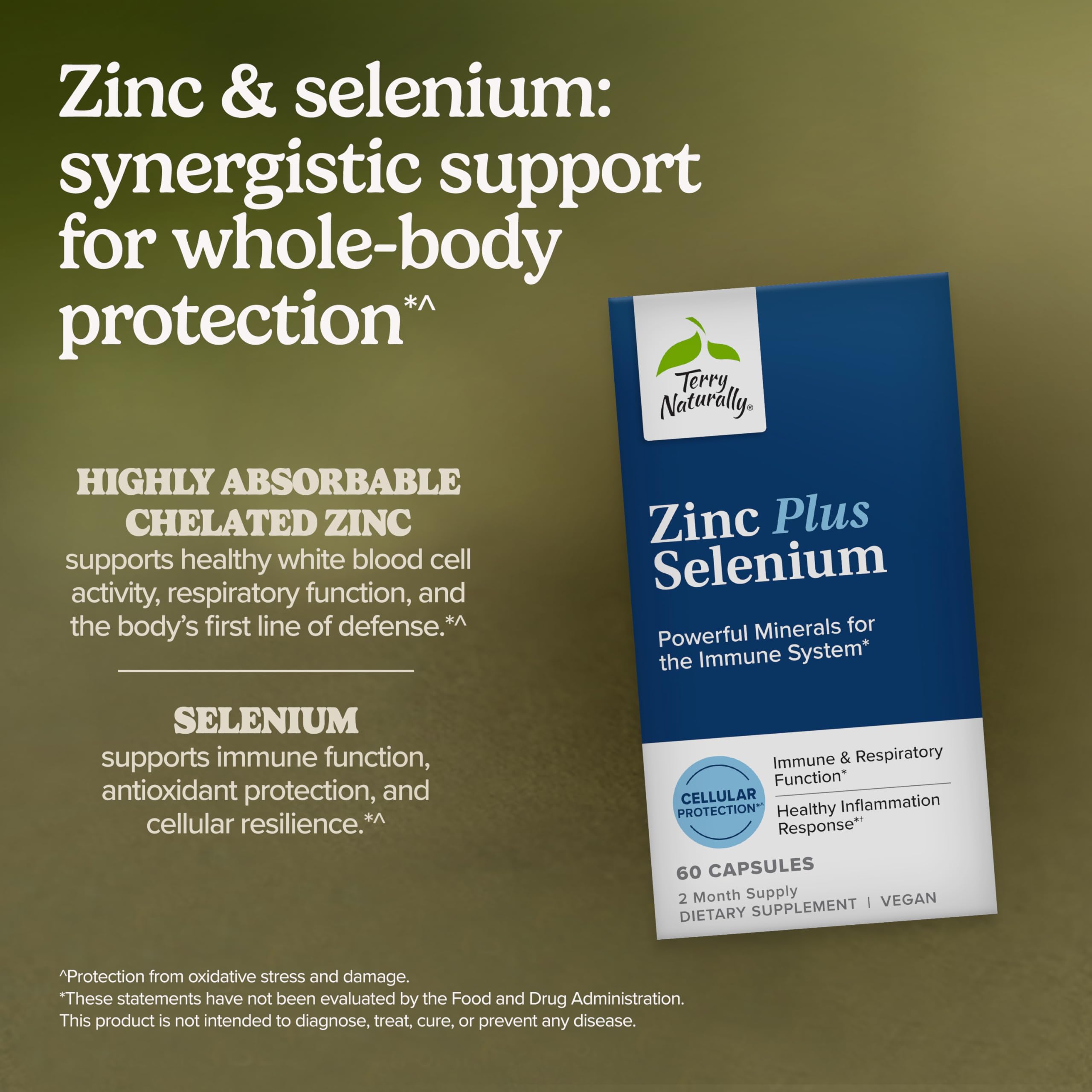 Terry Naturally Zinc Plus Selenium - Respiratory Health - 60 Count — Amazon image 3