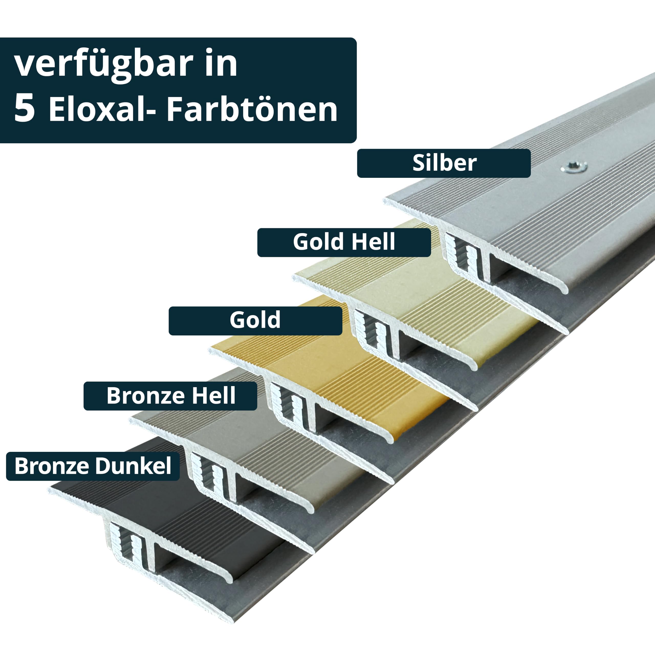 Perfil de transición ufitec® TPL Profi para parquet y suelos laminados - Ancho de cobertura: 33 mm - en dos piezas, atornillable y apto para espesores de suelo de 5 a 9 mm