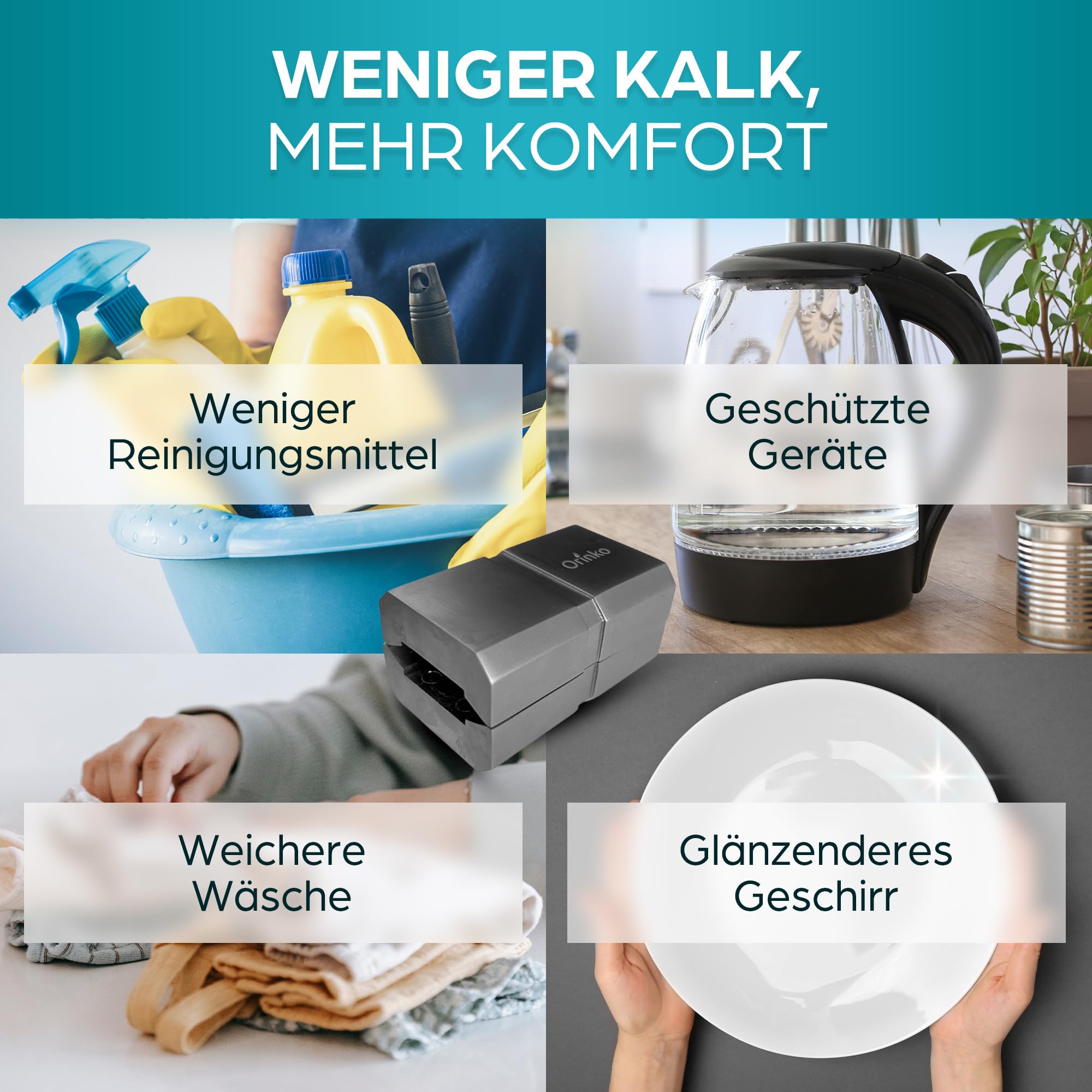 ORINKO Anti Kalk Magnet Wasserenthärter für Wasserleitungen – Magnetischer Kalkfilter ohne Chemie – Ideal für Waschmaschine, Geschirrspüler, Wasserhahn – Nachhaltiger Kalkschutz ohne Entkalkungsanlage