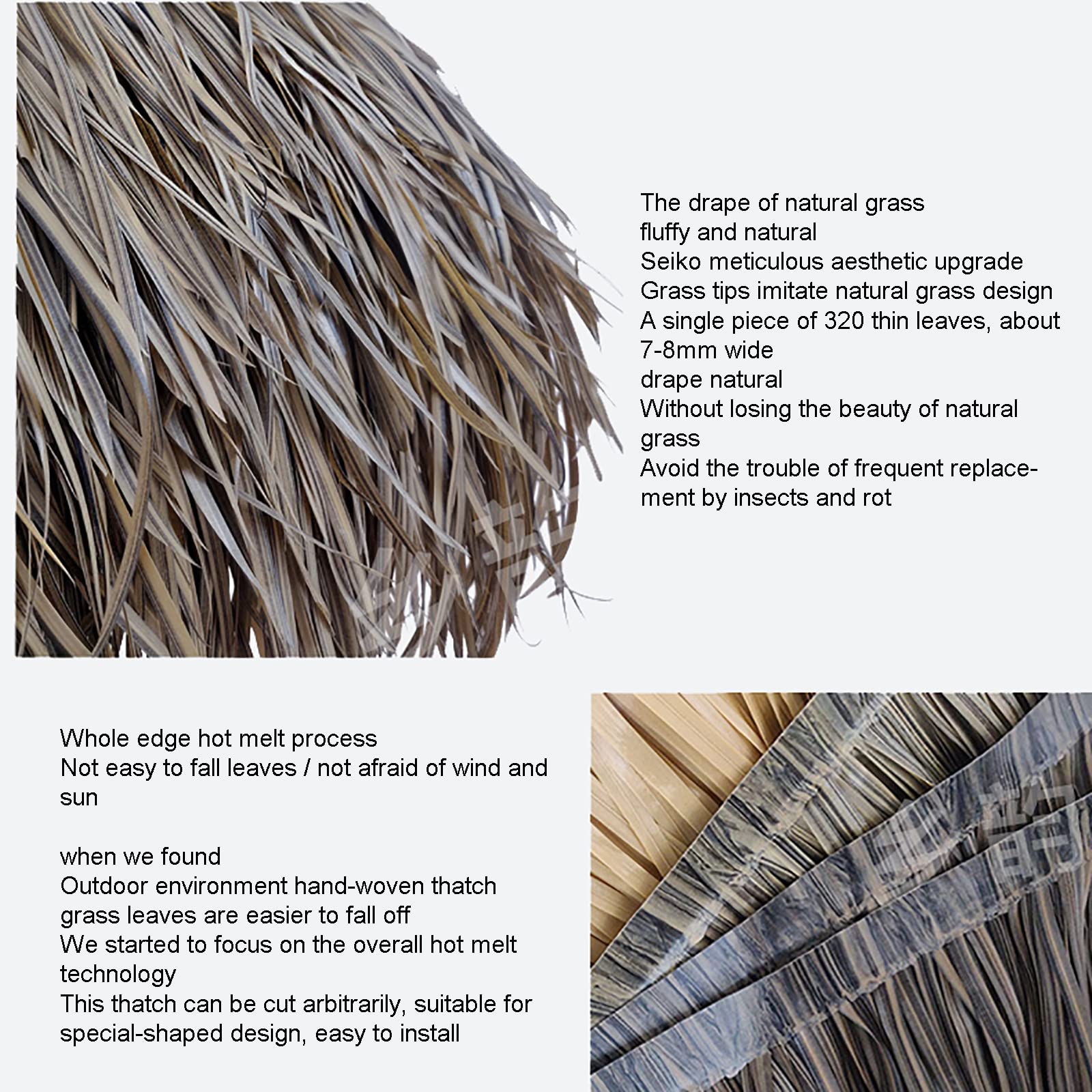Tejas de Paja Artificial Estilo Mexicano - Cubierta para Techo de Paja PE Impermeable y Resistente a los Rayos UV para Cabañas Tiki, Palapas & Techos de Cenador (47x50cm, 6-10/m²)(Size:30pcs,Color:C)