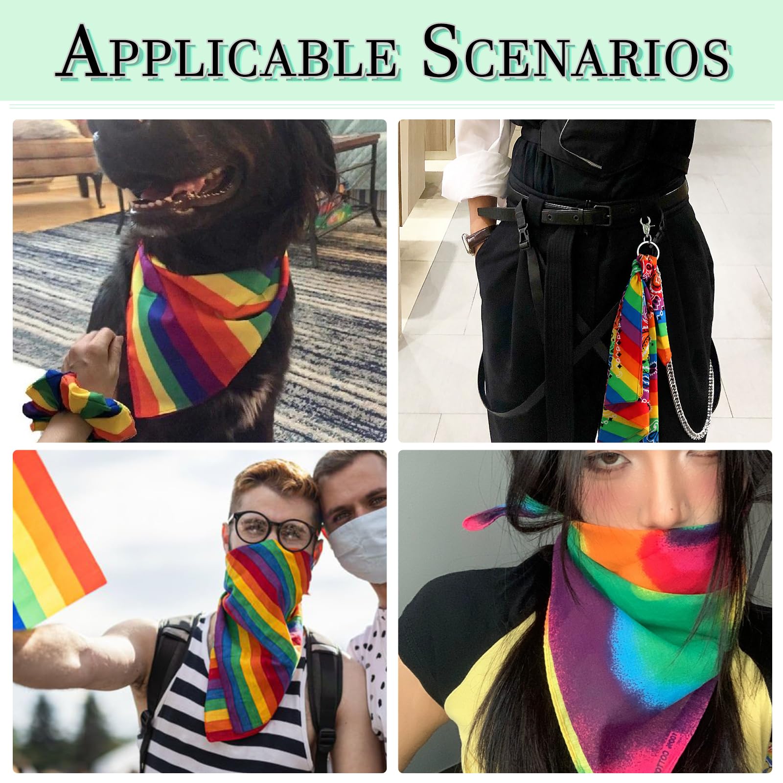 MAEXUS® Pride tęczowa bandana, 2 sztuki, ozdoba do włosów, tęczowa ozdoba do włosów, na imprezy LGBTQ+, na imprezy, jako dekoracja Pride, tęczowa chusta
