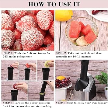 Electric Ice Cream Maker, Dessert Fruit Serve Ice Cream Machine, Home Ice Cream Maker for Making Healthy Soft Serve Sherbet, Sorbet, Fruit Ice Cream, Frozen Yogurt for Kids