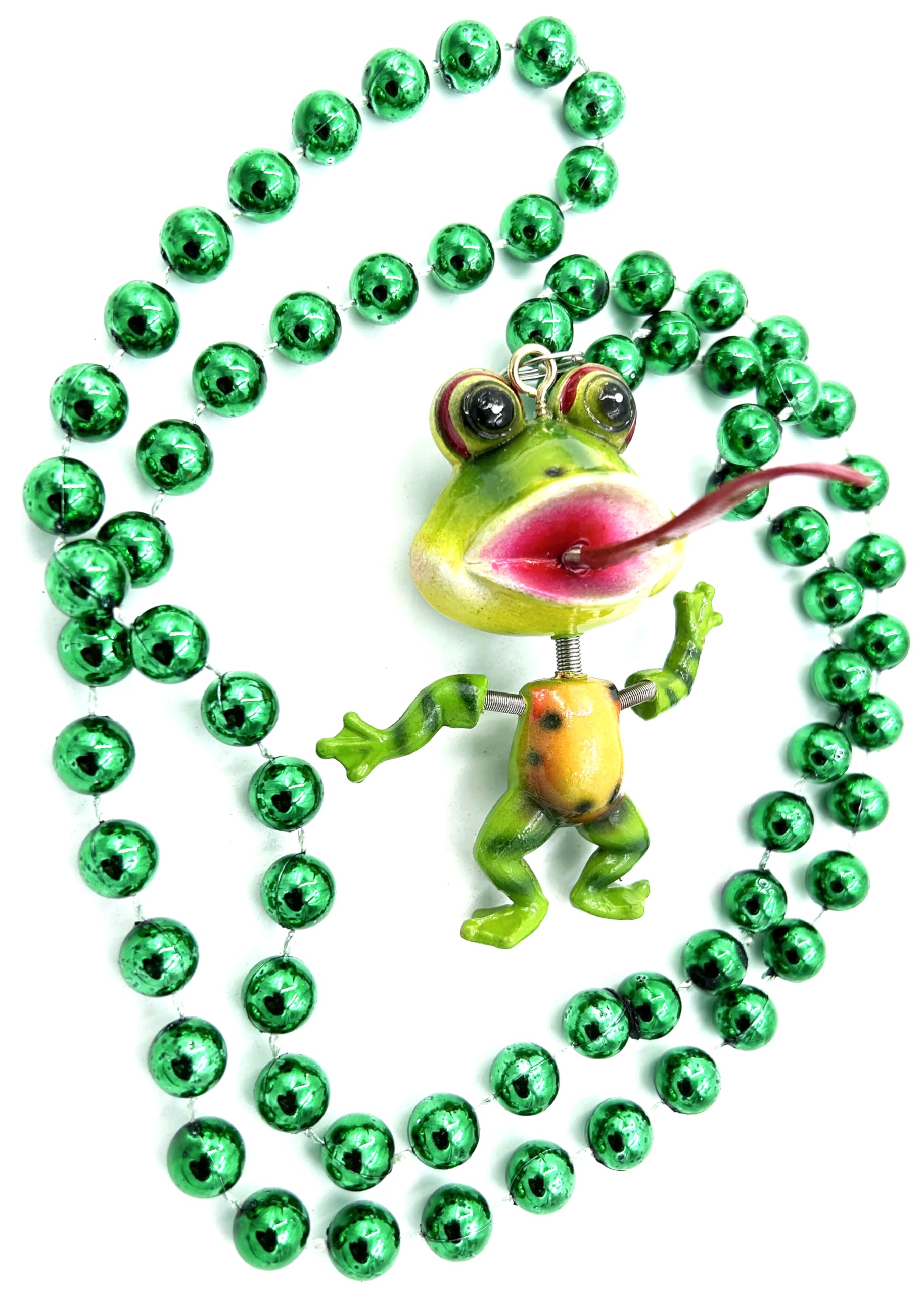 Generic Bobble Head Frog Bead Necklace New Orleans Mardi Gras Cajun Carnival Favor Festival, 3.5