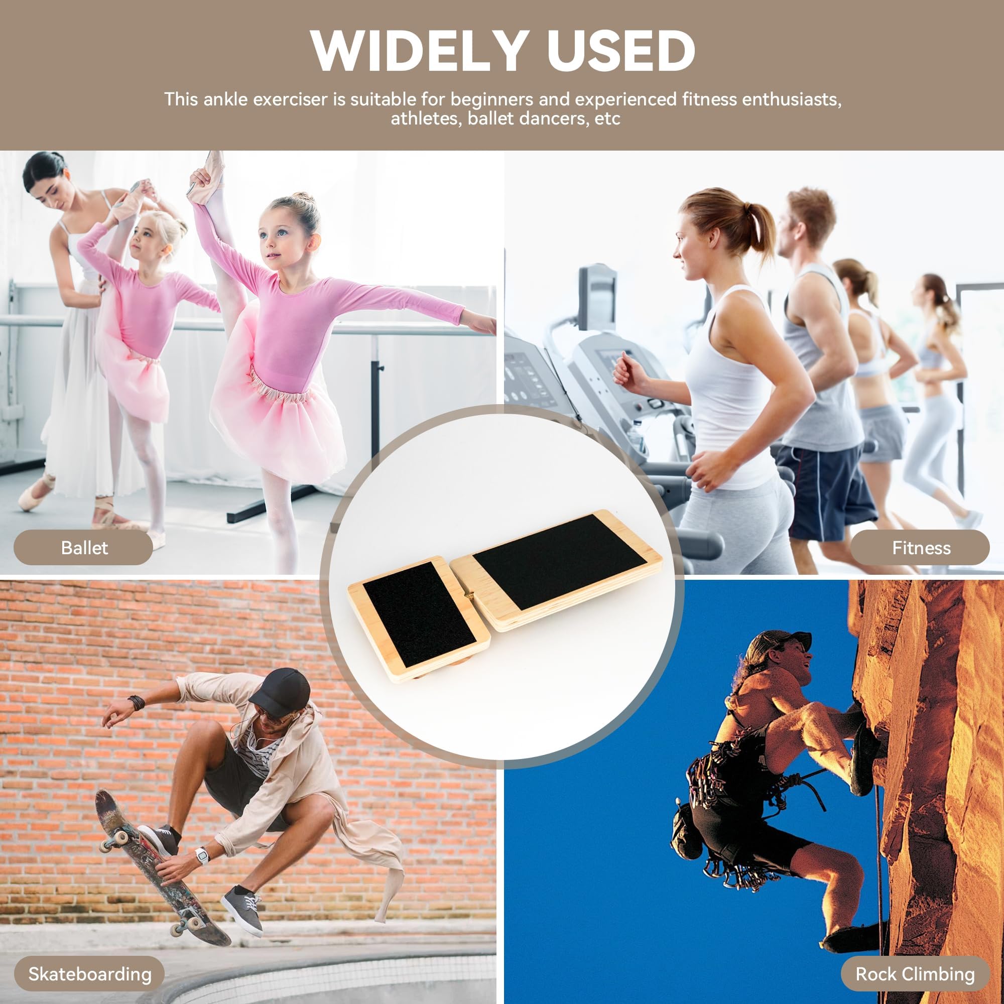 Balance Board in legno, per allenare i piedi, antiscivolo, per adulti, efficace rafforzamento del piede e stabilizzazione dei piedi, correzione della postura allungamento della caviglia
