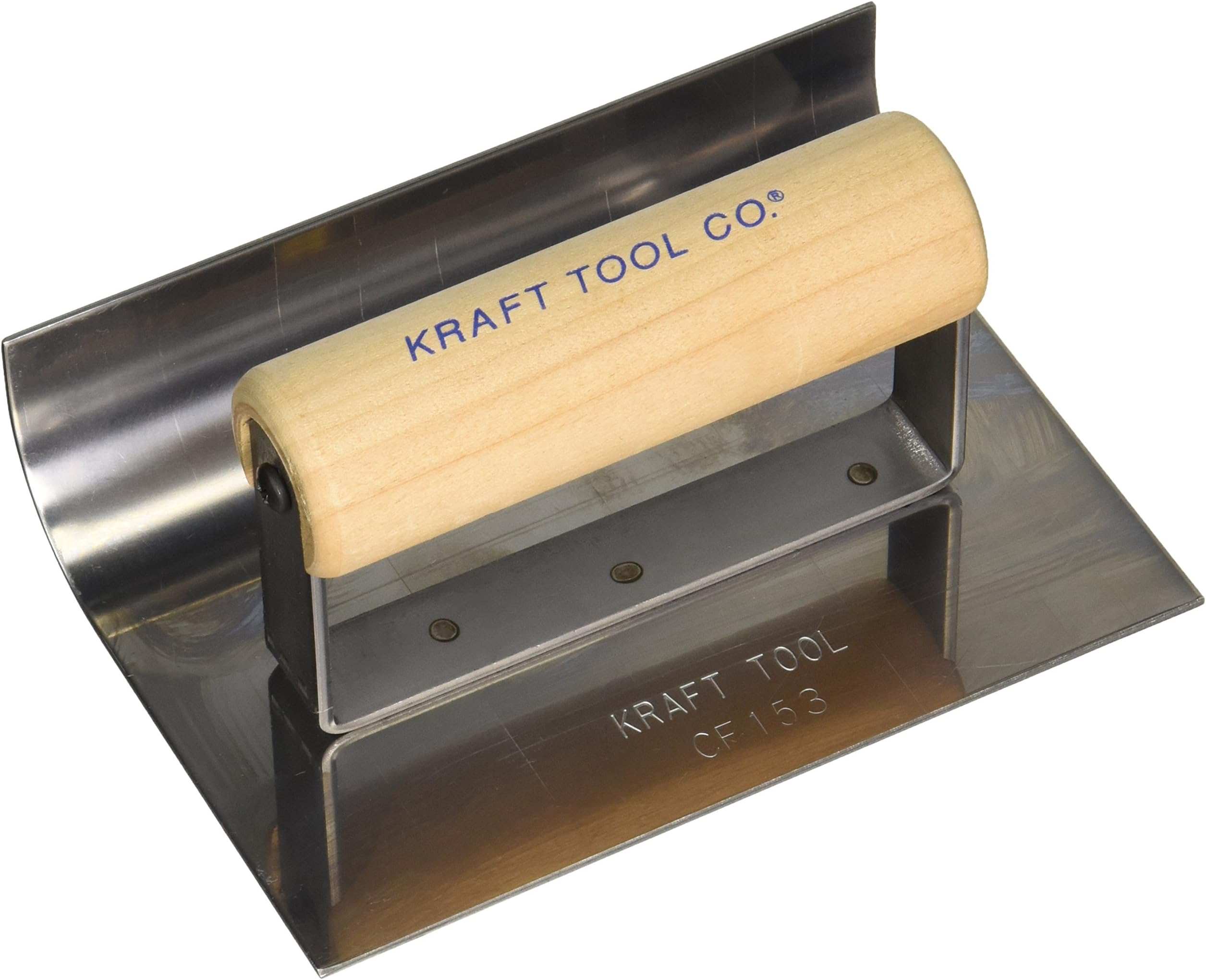 Kraft Tool CF153 1-Inch Radius Inside Curb and Sidewalk Tool with Wood Handle 6 x 4-Inch