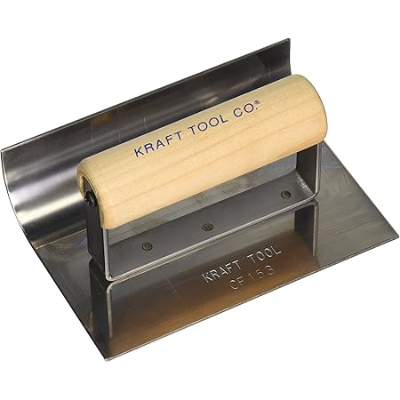 Kraft Tool CF146 1/2-Inch Radius Outside Curb And Sidewalk Tool With Wood Handle, 6 X 4-Inch