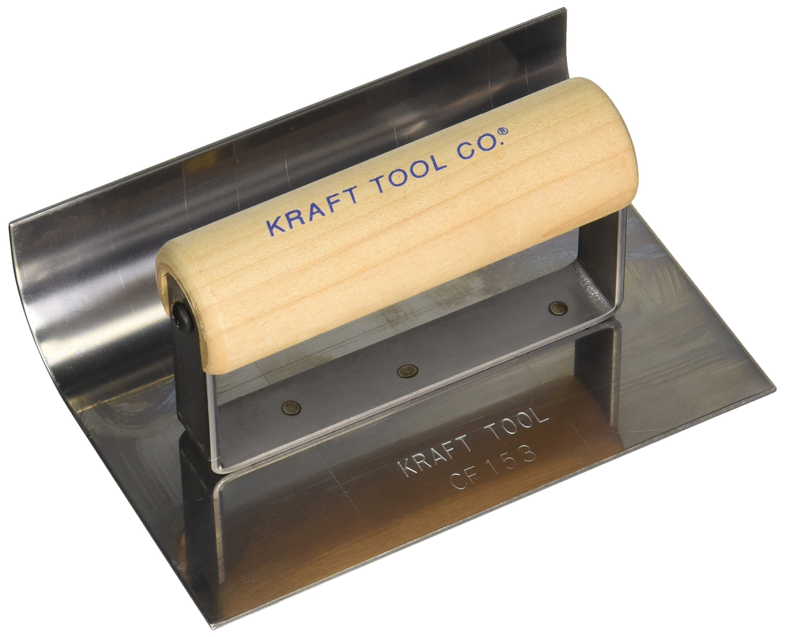 Kraft Tool CF153 1-Inch Radius Inside Curb and Sidewalk Tool with Wood Handle 6 x 4-Inch