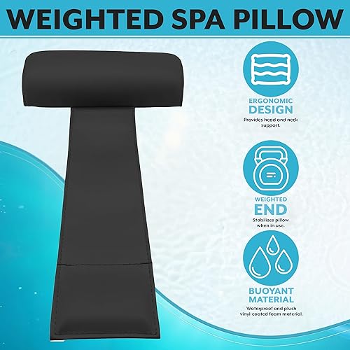 Miniatura 5 de Poolzilla Almohada de spa ponderada, hecha de espuma suave, color negro