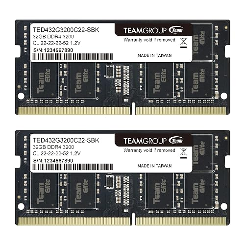 TEAMGROUP Elite DDR4 64GB Kit (2 x 32GB) 3200MHz PC4-25600 CL22 Unbuffered Non-ECC 1.2V SODIMM 260-Pin Laptop Notebook PC Computer Memory Module Ram Upgrade - TED464G3200C2DC-DC-DC-DC S01-6 4 GB