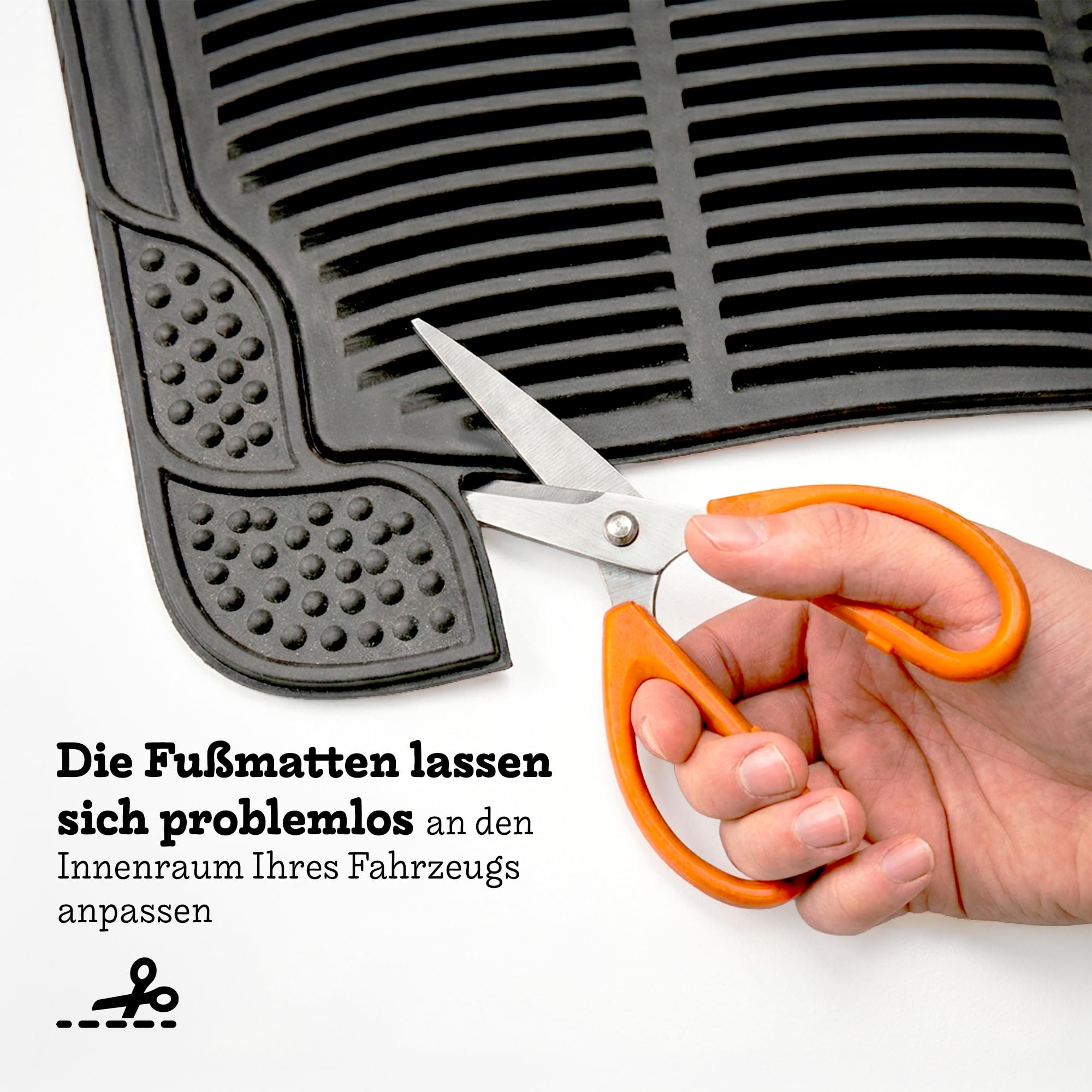 Universelle Autofußmatten, 5-teiliges Set für den Innenraum (2 vorne + 2 hinten + 1 Kofferraummatte), Flexible PVC-Gummimatte wasserdicht, antirutschmatte Auto und zuschneidbar