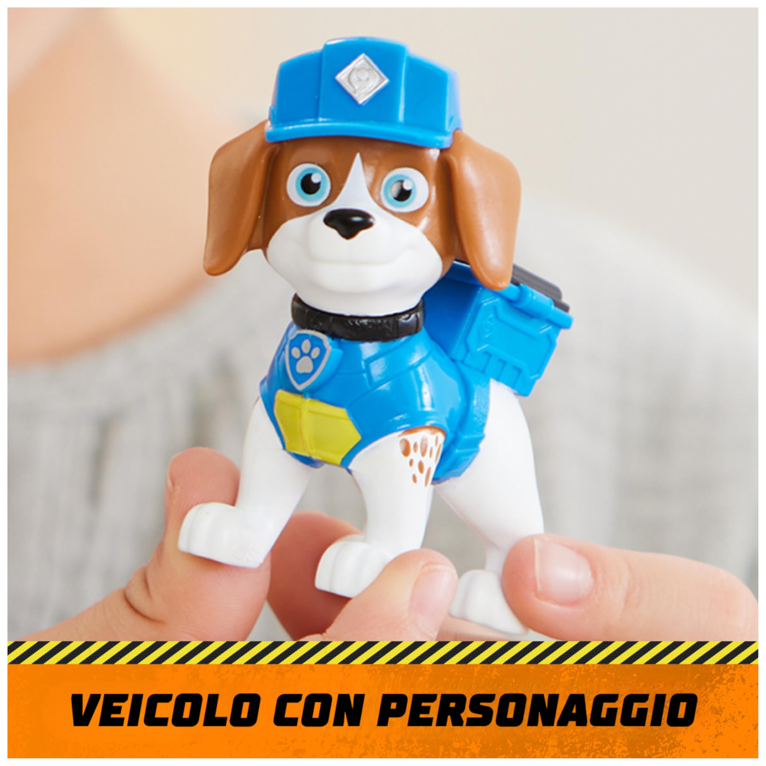 Rubble & Crew, Veicolo da lavoro di Wheeler, Camion ribaltabile con parti mobili e personaggio da collezione, giocattoli per bambini dai 3 anni in su