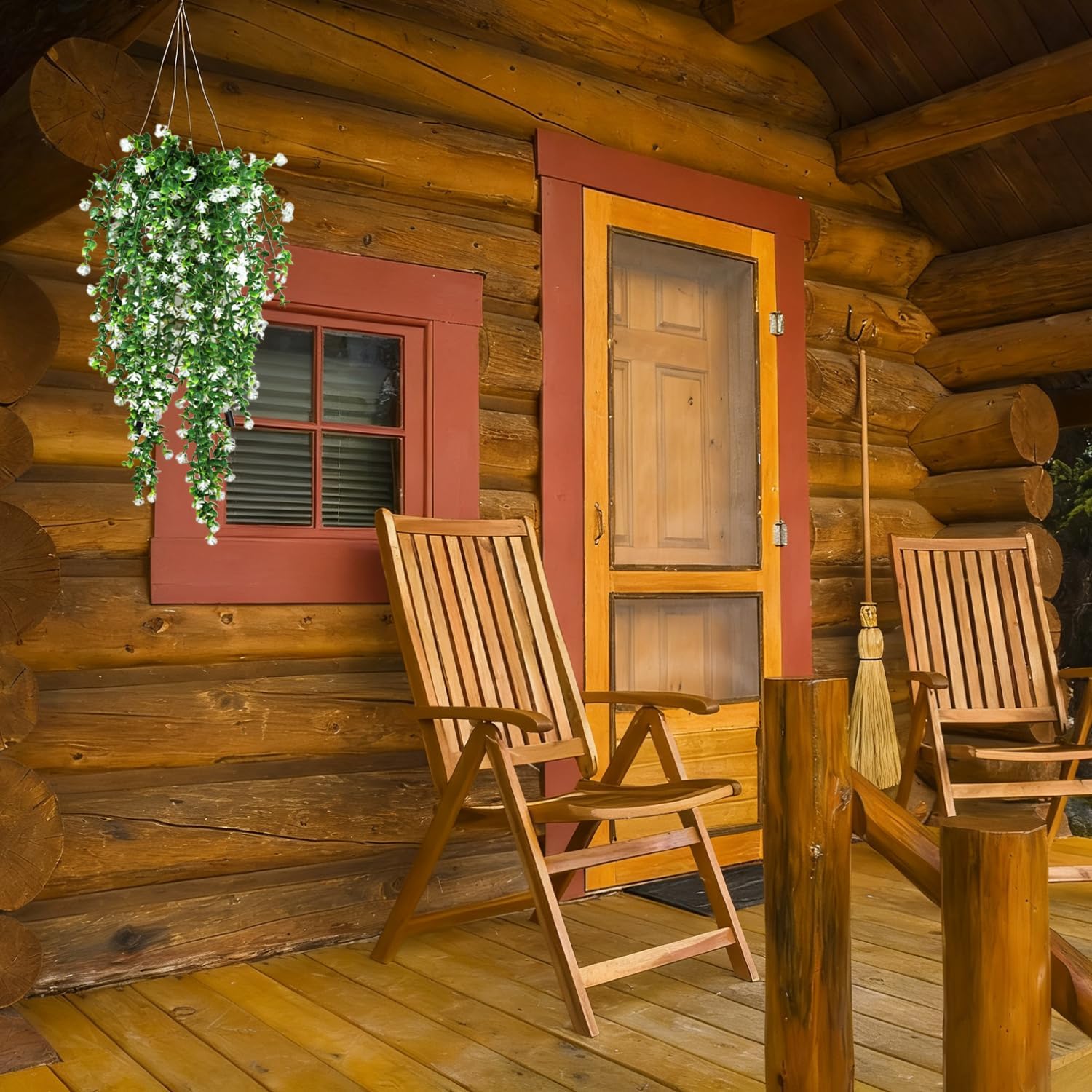 Artificial Hanging Plants, 3PCS Greenery Stems Fake Hanging Plant Eucalyptus Leaves Vine UV Resistant Plastic Plants for Porch Garden Wedding Indoor Outdoor Decor(White)