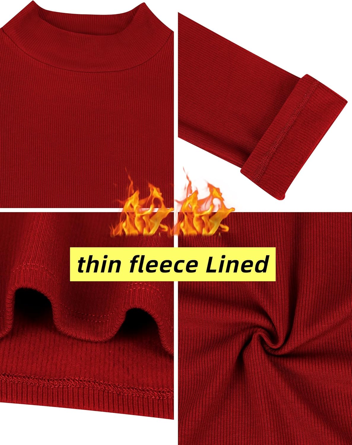 Laughido Women's Mock Neck Bodycon Dress 2025 Long Sleeve Ribbed Knit Basic T Shirt Short Dresses - Image 6