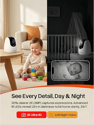 Miniatura 5 de Tenda CP3 Pro 2K Cámara de seguridad interior con WiFi 6 y detección AI para bebés/mascotas - Monitor de bebé, cámara para mascotas para el hogar