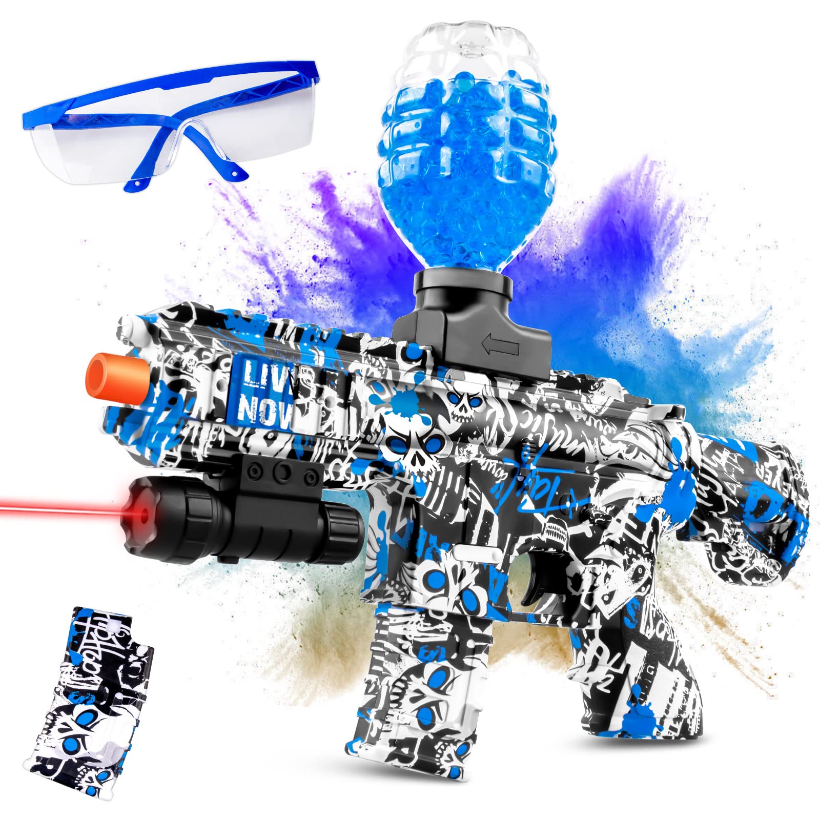 Gel Blaster Splatter M416 with Goggles Suitable for Backyard Fun and Outdoor Team Shooting Games, Over 12+, Blue