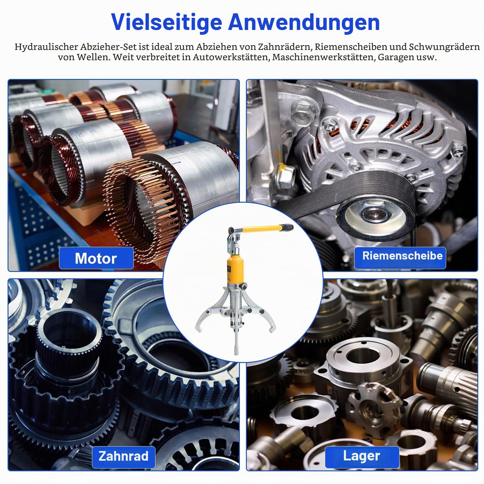 Hydraulik Abzieher Hydraulisch 5T, Hydraulischer Lagerabzieher | Hydraulischer Zahnrad Abzieher, Radnabenabzieher Hydraulik, Hydraulischer Abzieher Lager Integral 3 Backen Abzieher