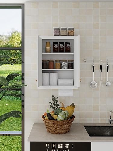 Miniatura 7 de Armarios de montaje en pared, gabinete de pared de baño, bisagra de almacenamiento de 22 x 28 pulgadas sobre inodoro y estantes ajustables, puede