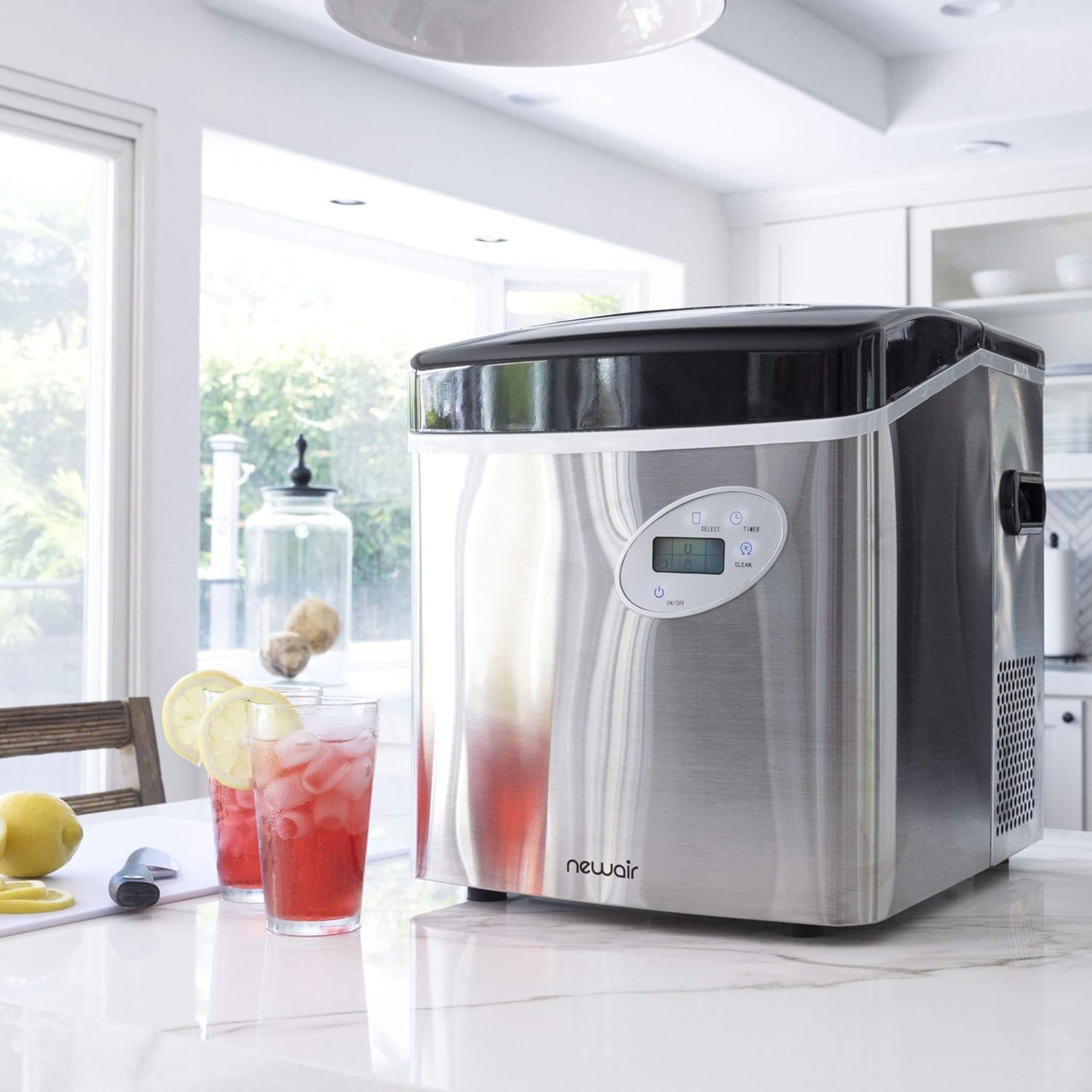 NewAir 50 lb. Countertop Ice Maker | Portable Bullet Ice Machine | 12 Cubes in 7 Minutes, 3 Ice Sizes | Stainless Steel, Self-Cleaning, BPA-Free on Fridge.com