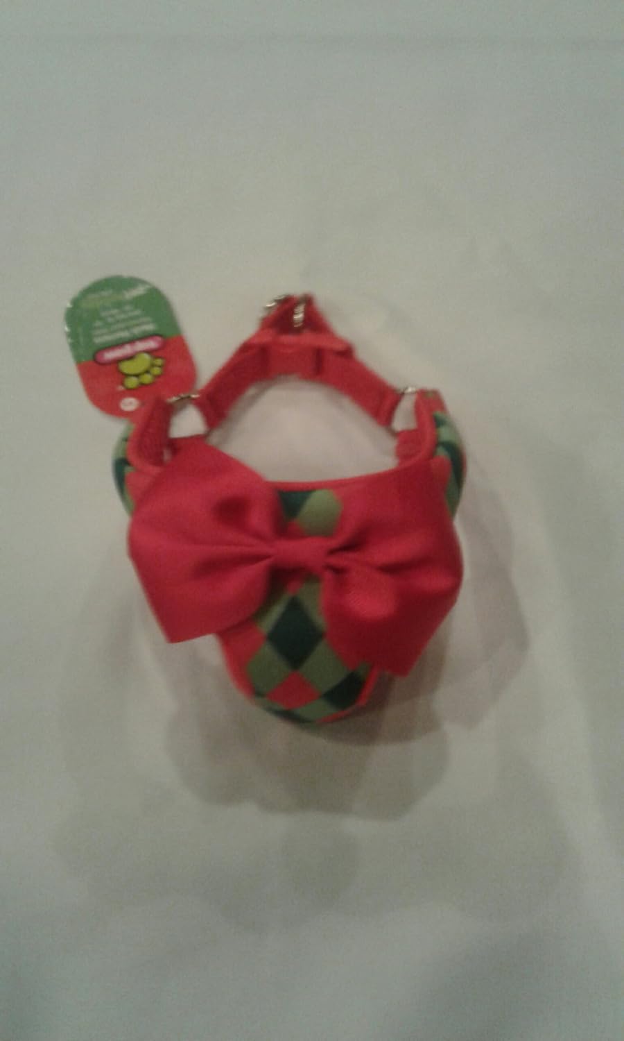 TOP PAW Holiday Checkered with Red Bow Dog HarnessXSmall