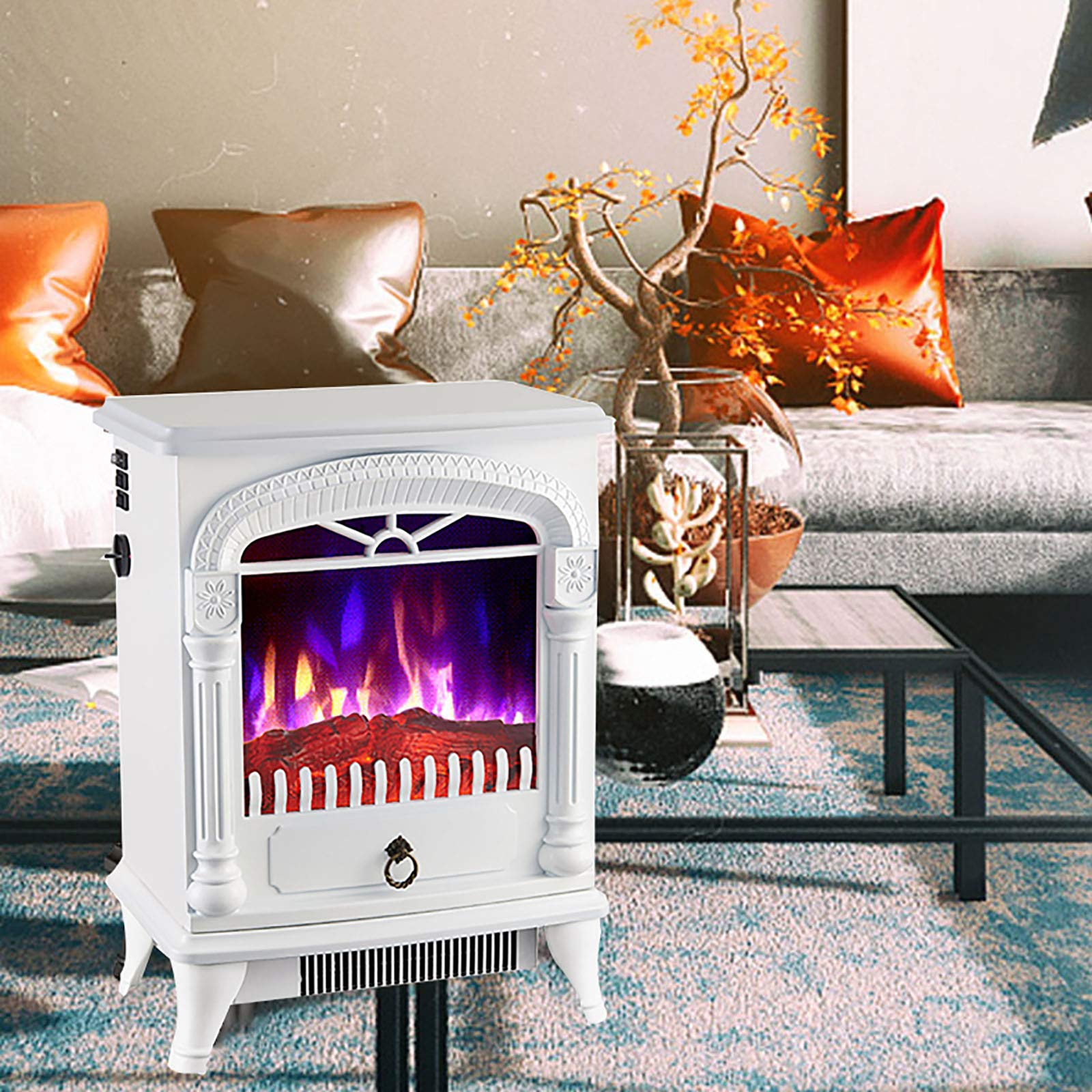 Amazon.com: ROLTIN Electric Fireplace with Heater,Electric Stove 950 Or  1900 Watts, Thermostat, Switchable Heating Function, Flame Effect,Black  White Small Spaces Heater 504X372X227Mm (Whit : Home u0026 Kitchen